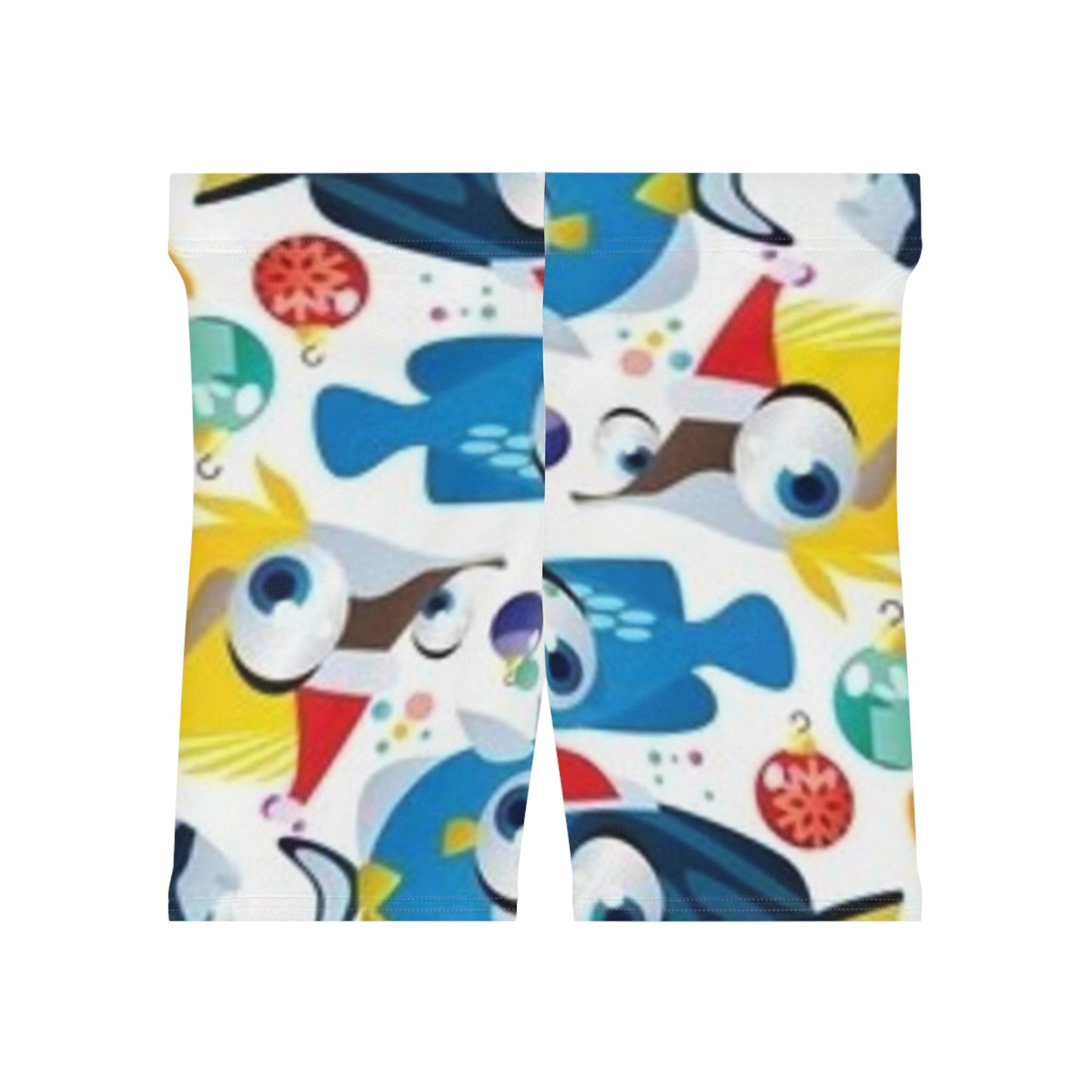 Festive Holiday Women's Biker Shorts with Fun Cartoon Characters