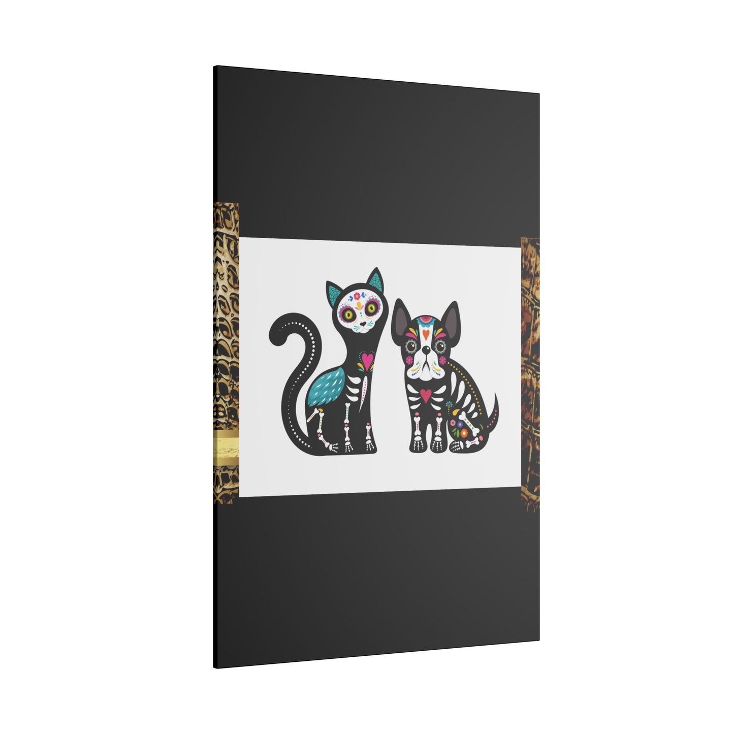 Day of the Dead Pet Canvas Art - Colorful Cat and Dog Wall Decor