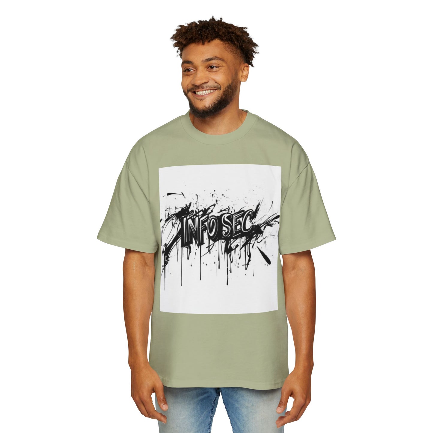 Men's Oversized Info Sec Tee - Urban Streetwear Graphic T-Shirt