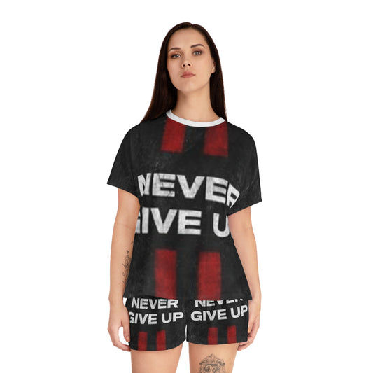 Motivational Women's Short Pajama Set - Never Give Up