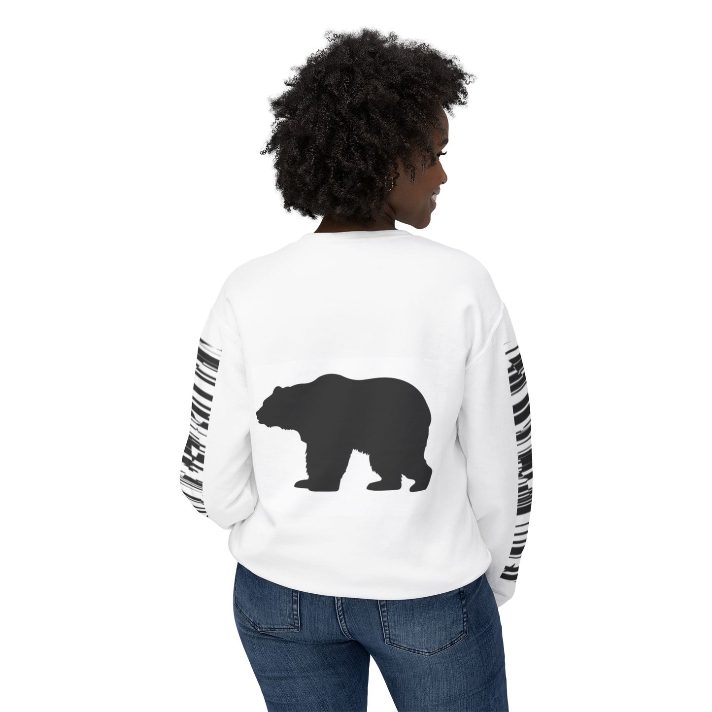 Stylish Bear Graphic Unisex Lightweight Crewneck Sweatshirt