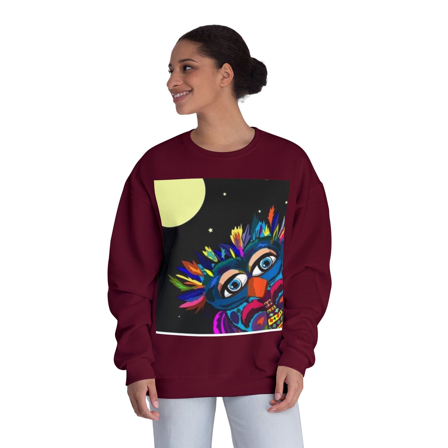 Colorful Night Owl Crewneck Sweatshirt - Unisex NuBlend® Sweatshirt