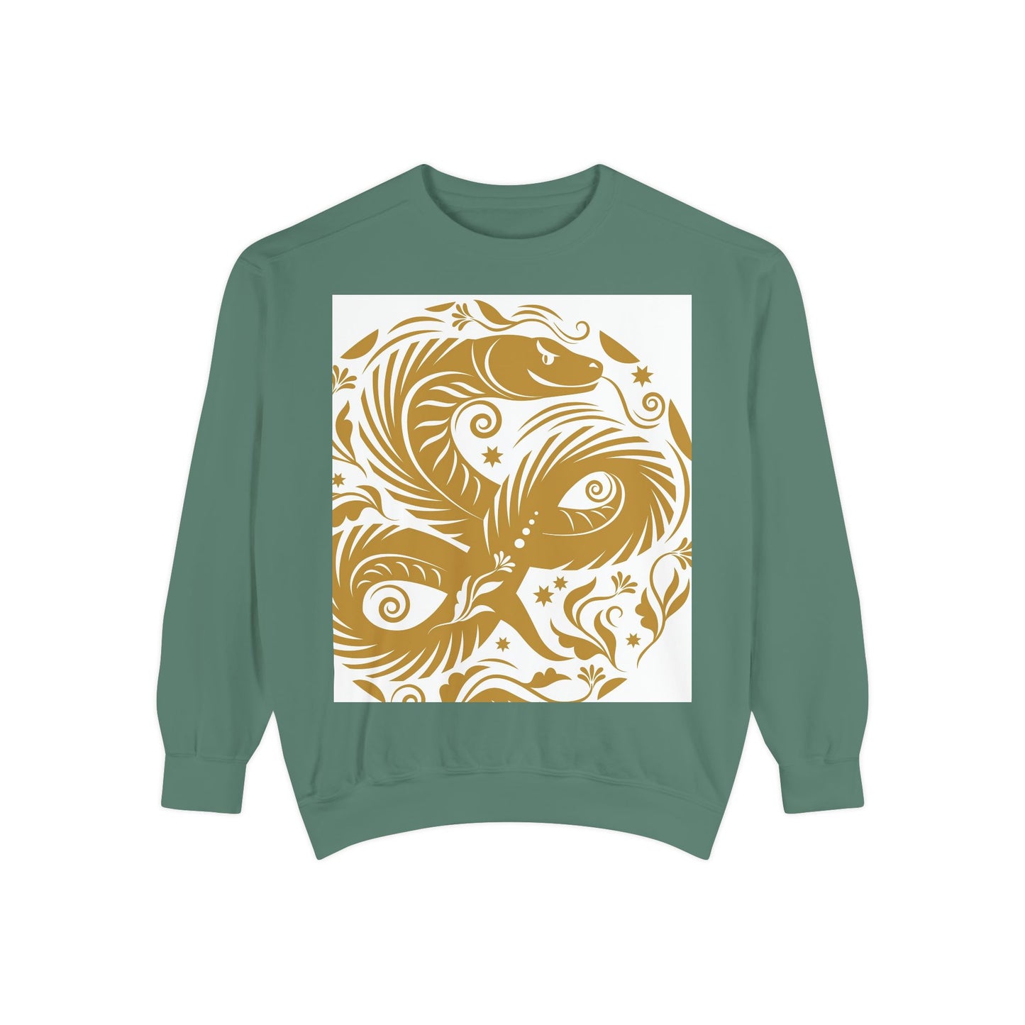 Cultural Vibe Unisex Garment-Dyed Sweatshirt - Tribal Mask & Animal Design
