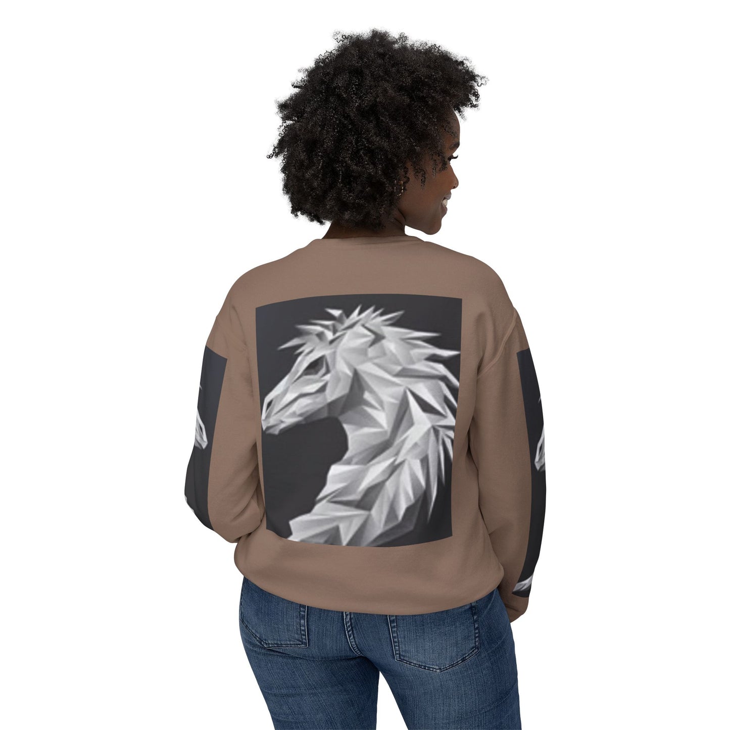 Unisex Lightweight Crewneck Sweatshirt - Stylish Geometric Horse Design