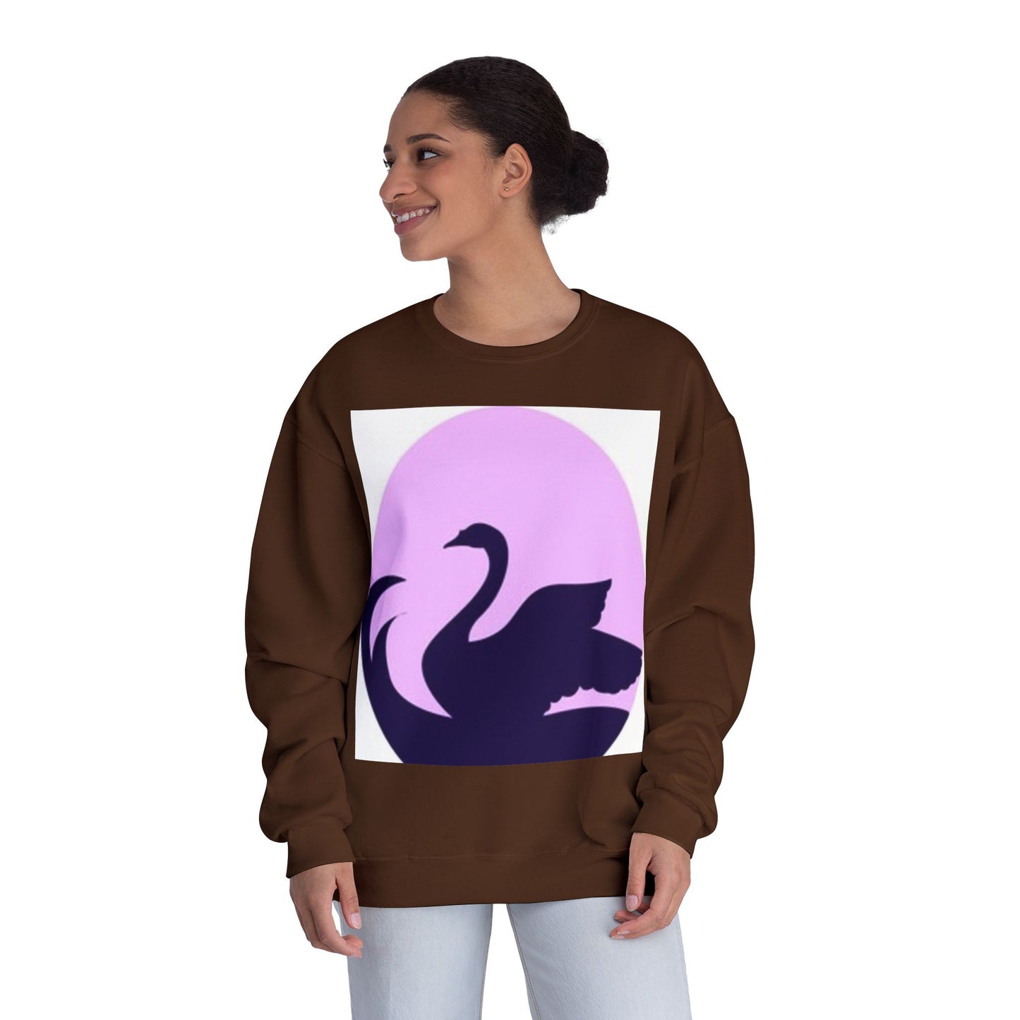 Elegant Swan Silhouette Unisex Crewneck Sweatshirt - Cozy Spring Fashion