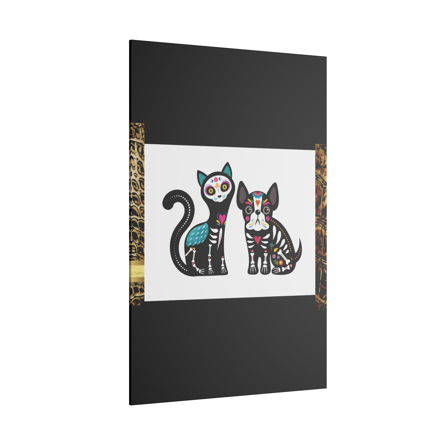 Day of the Dead Pet Canvas Art - Colorful Cat and Dog Wall Decor