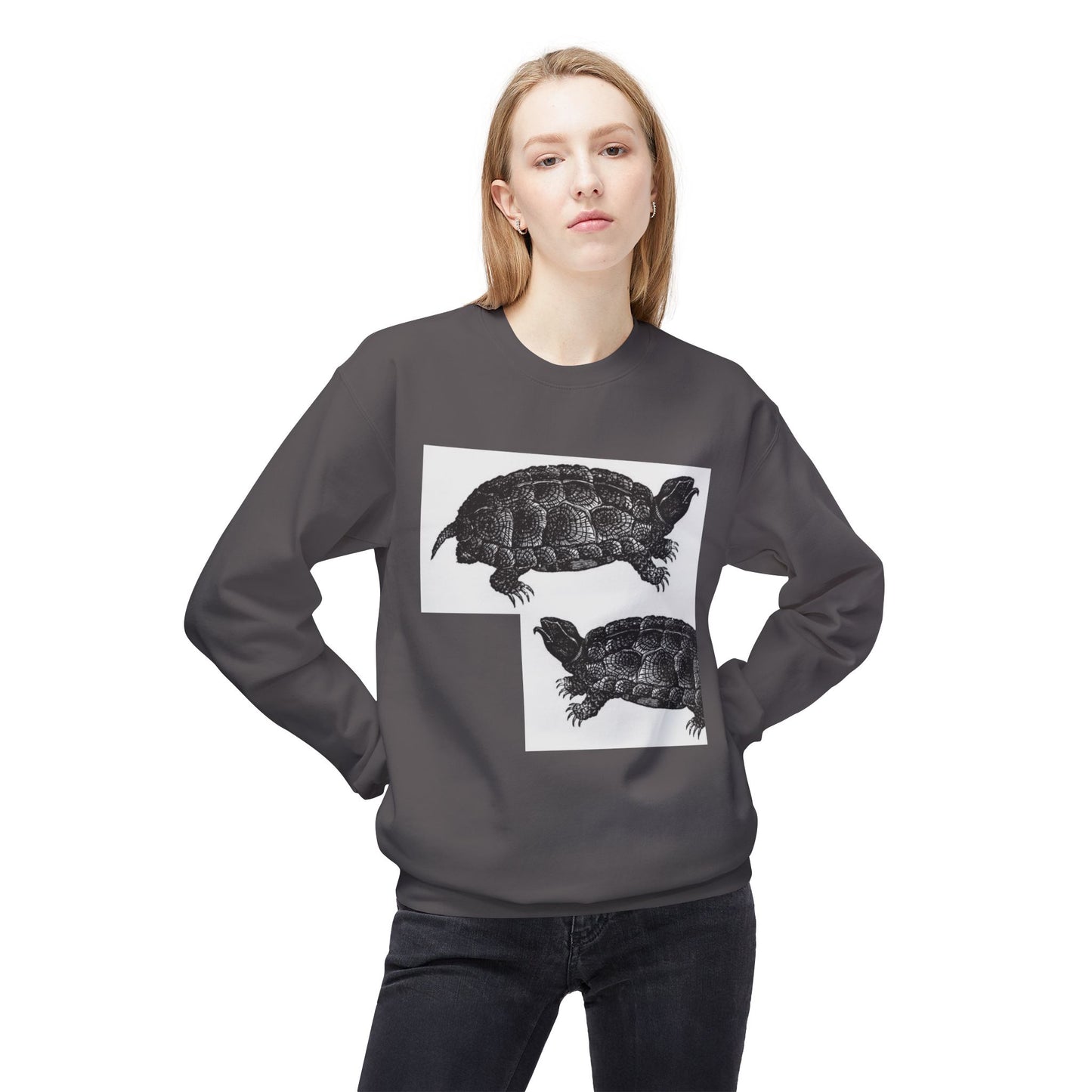 Vintage Turtle Graphic Fleece Crewneck Sweatshirt