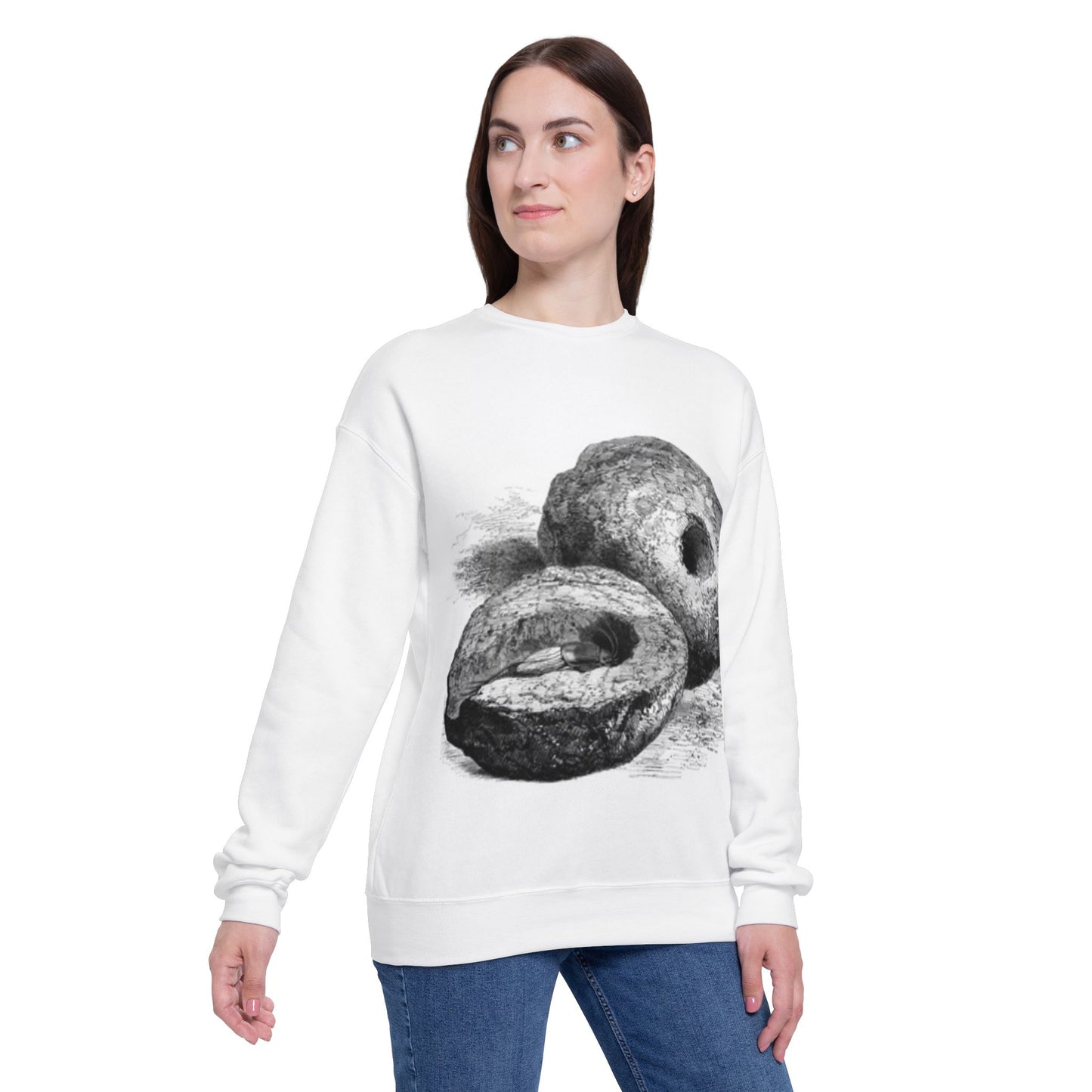 Artistic Unisex Drop Shoulder Sweatshirt with Vintage Doughnut Design
