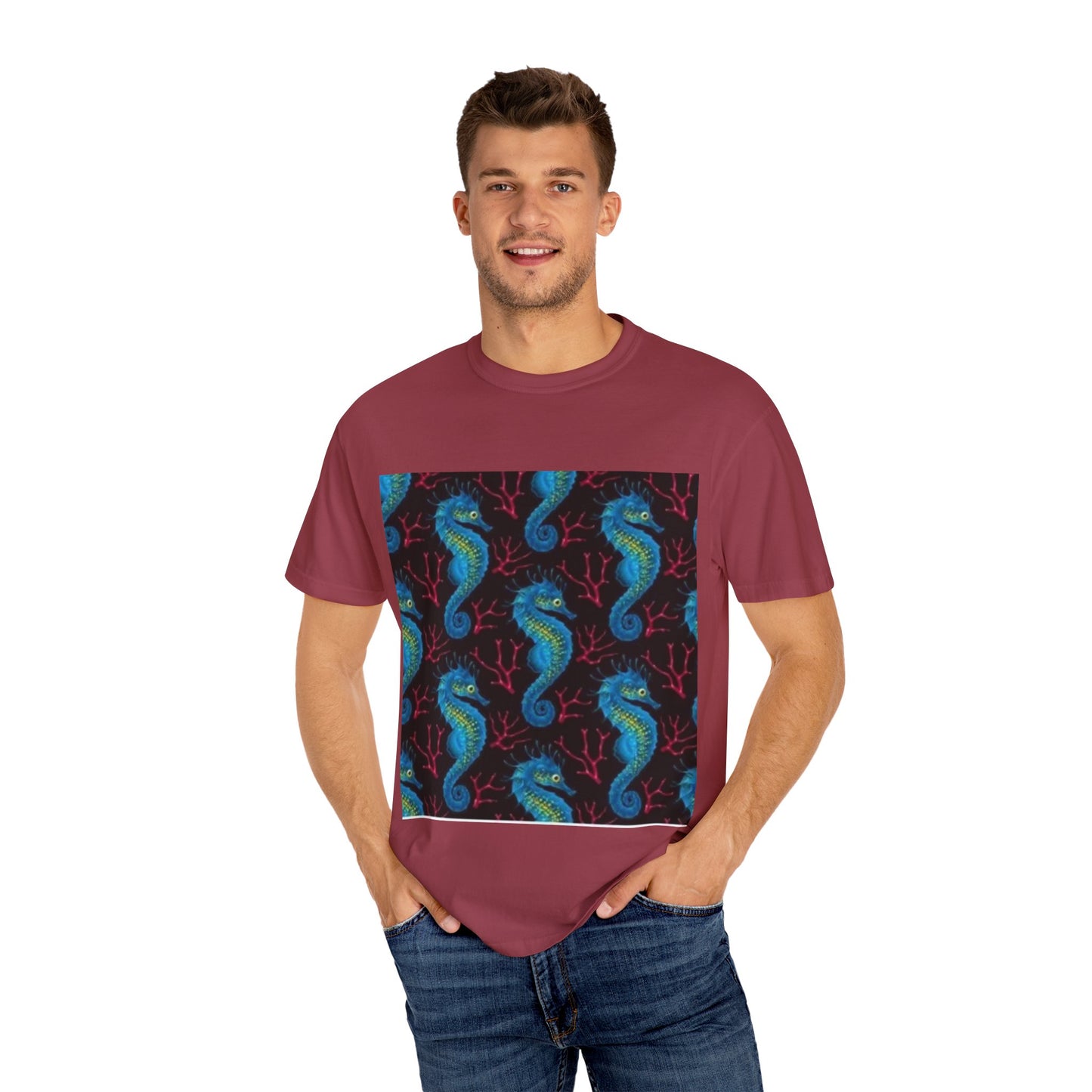 Ocean-Inspired Unisex T-Shirt with Seahorse Design