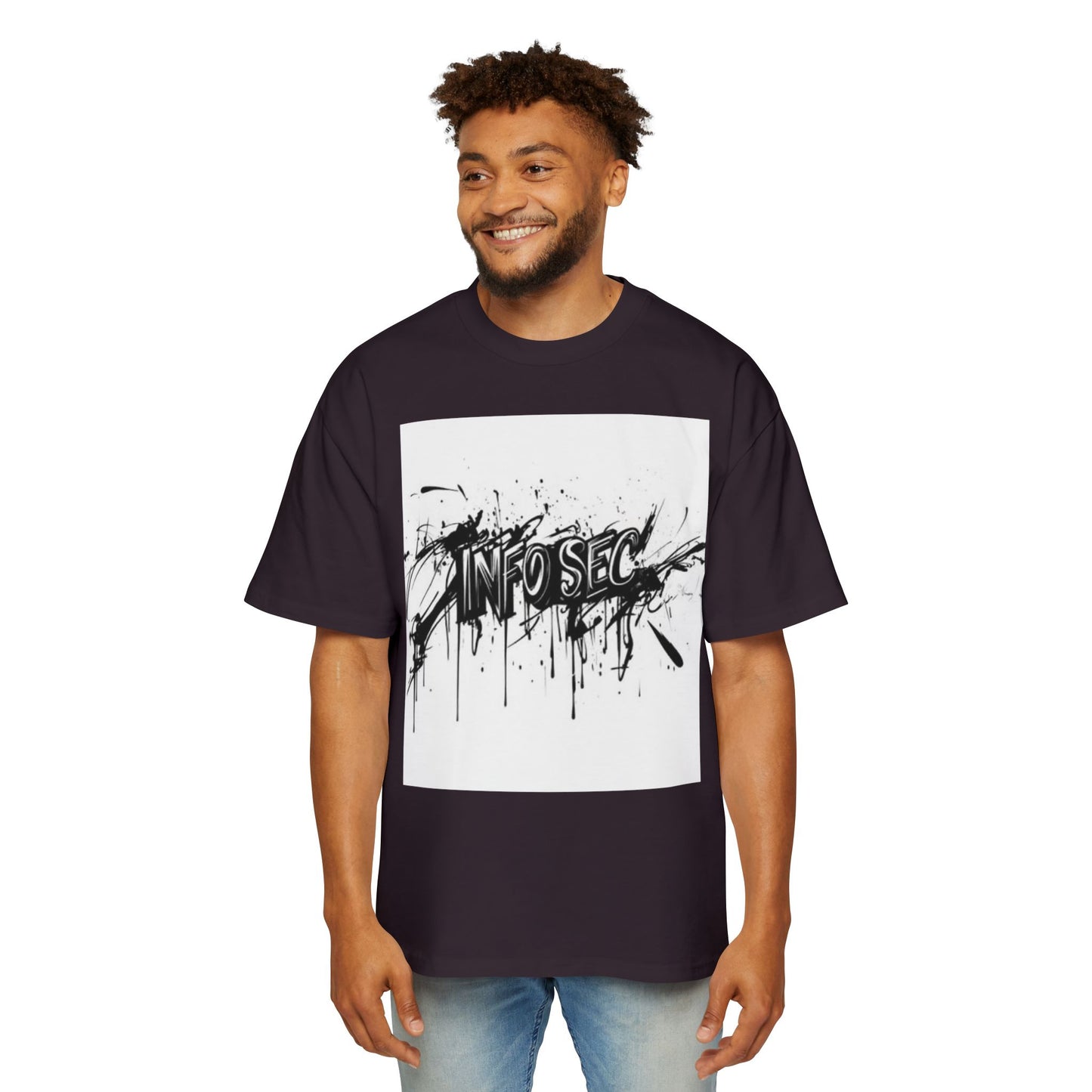 Men's Oversized Info Sec Tee - Urban Streetwear Graphic T-Shirt