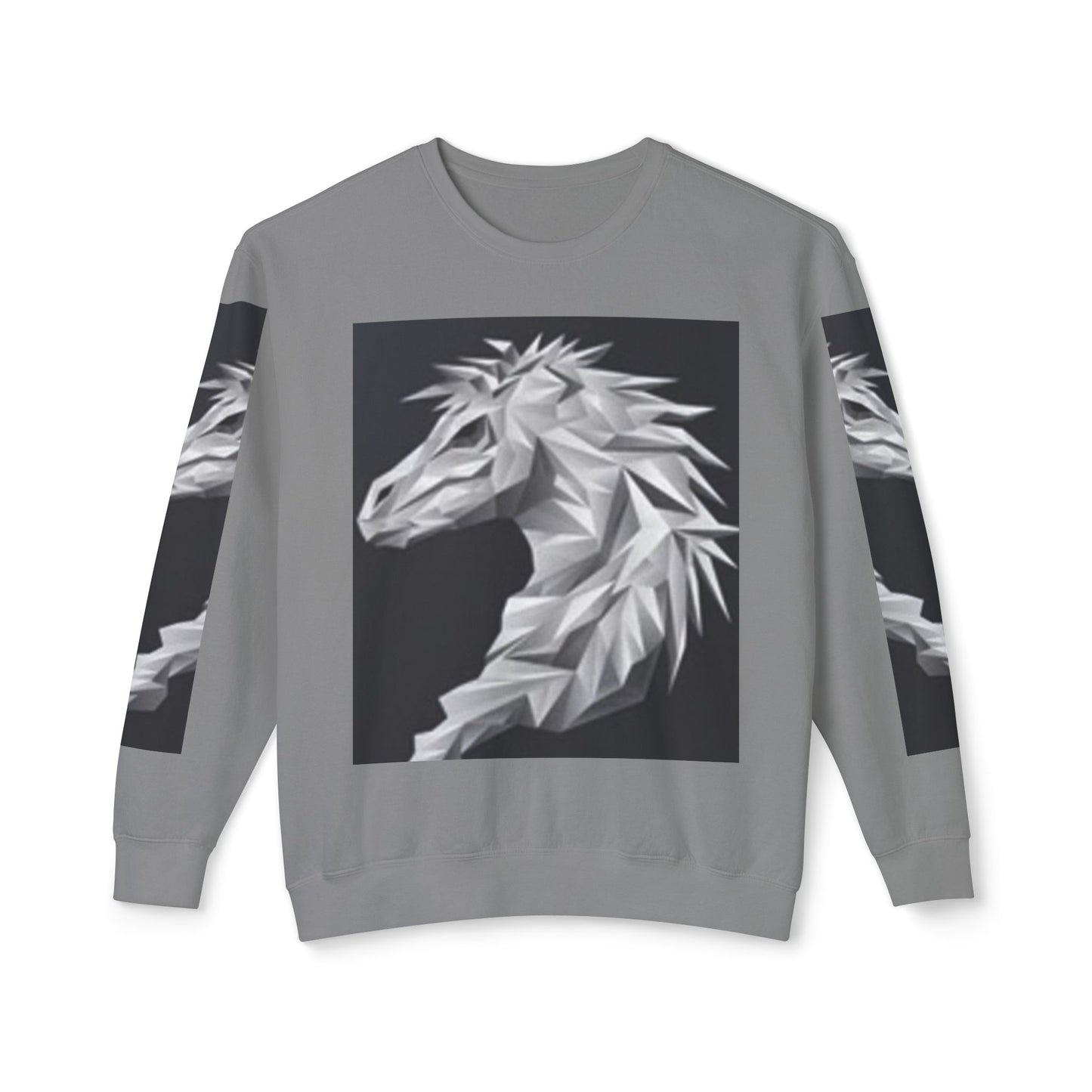 Unisex Lightweight Crewneck Sweatshirt - Stylish Geometric Horse Design