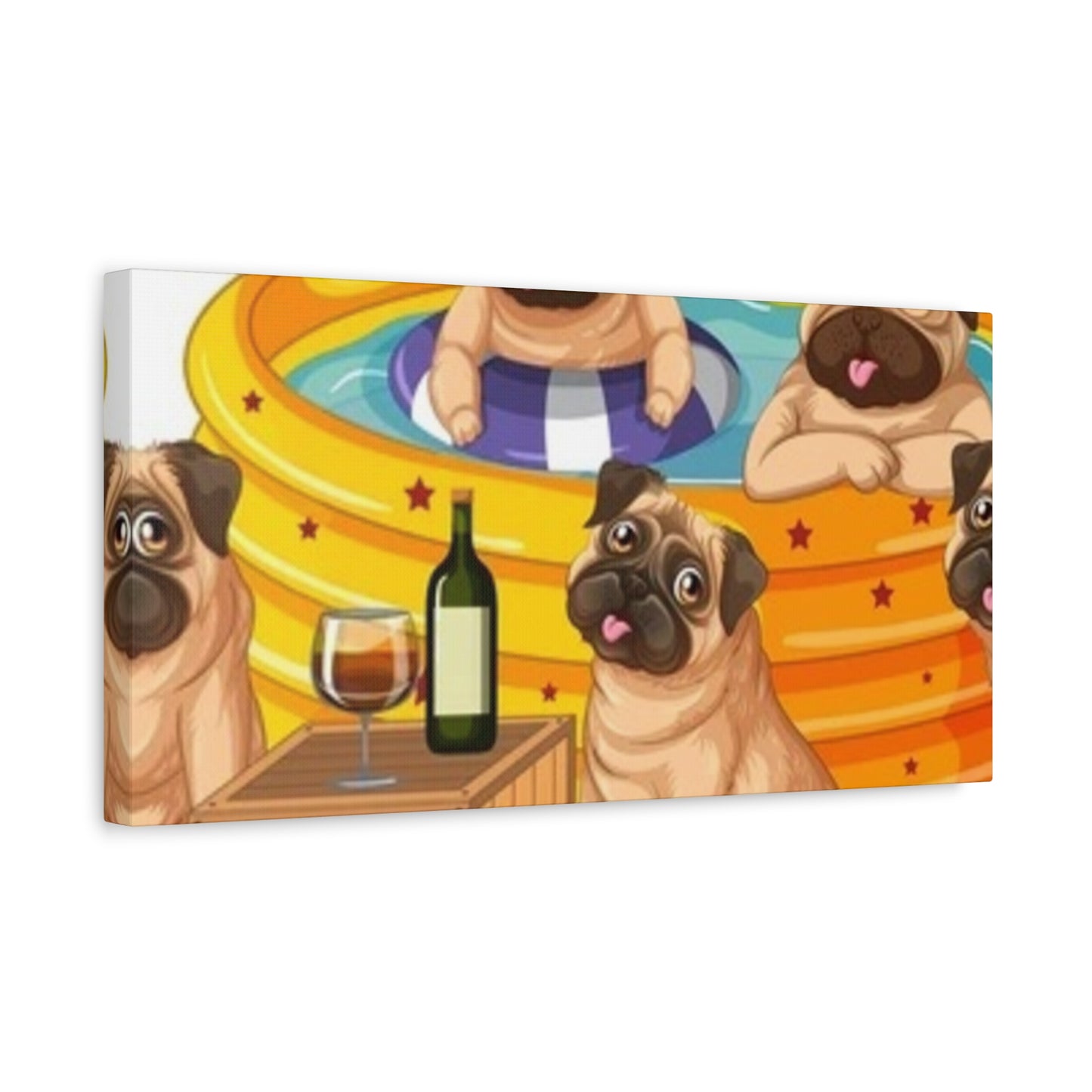 Pug Pool Party Canvas Art - Fun Pet Decor