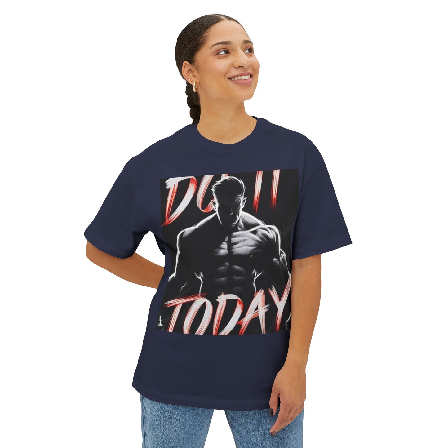 Motivational Oversized Boxy Tee - 'Do It Today' Graphic Tee for Fitness Enthusiasts