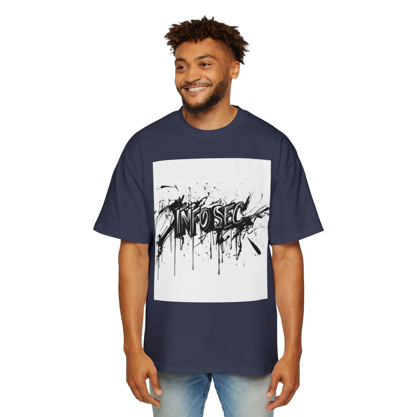 Men's Oversized Info Sec Tee - Urban Streetwear Graphic T-Shirt