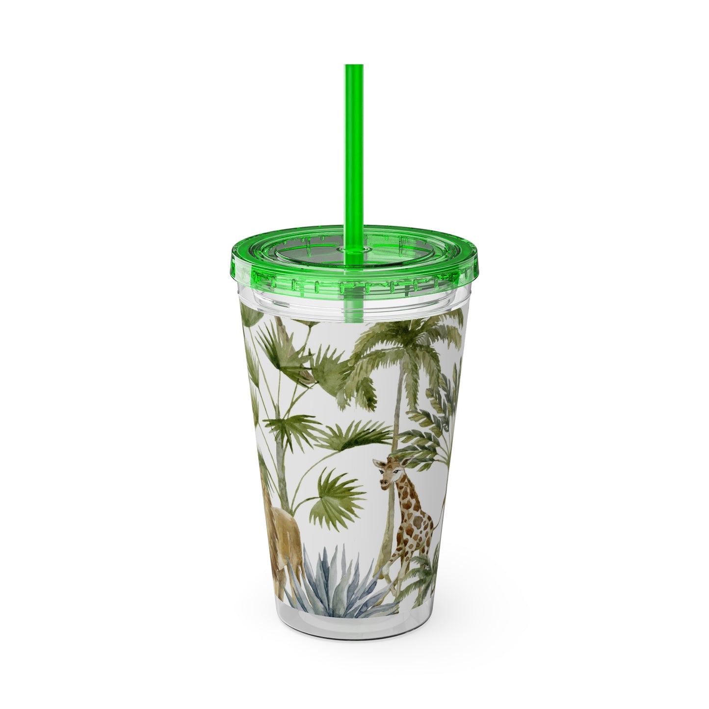 Sunsplash Jungle Tumbler with Straw - 16oz Tropical Wildlife Drinkware