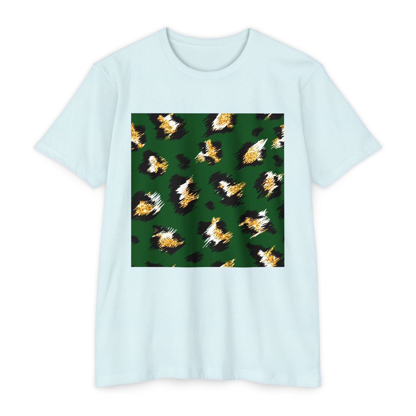 Unisex CVC Jersey T-Shirt - Vibrant Green Animal Print