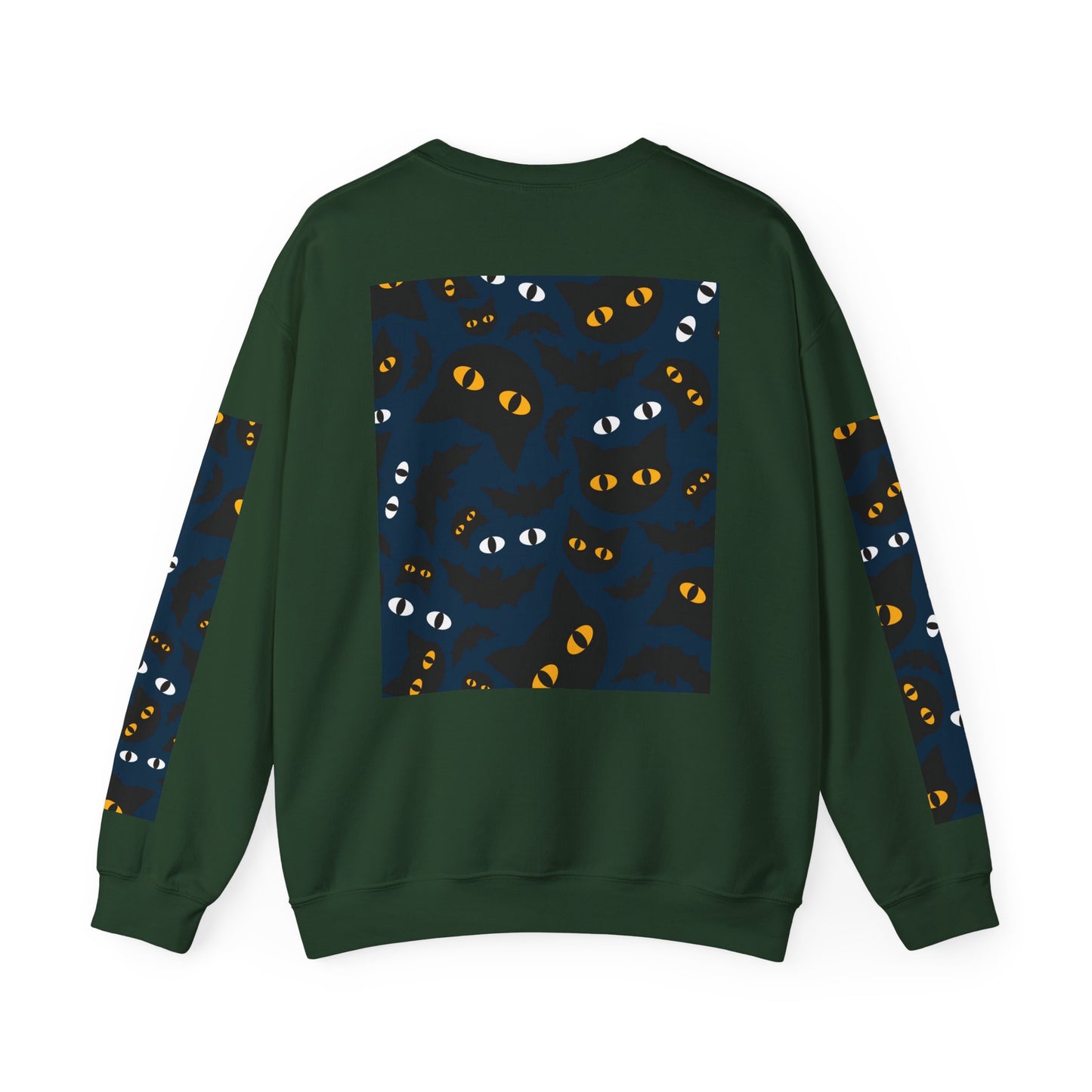 Halloween-Themed Unisex Crewneck Sweatshirt with Spooky Eyes and Bird Design