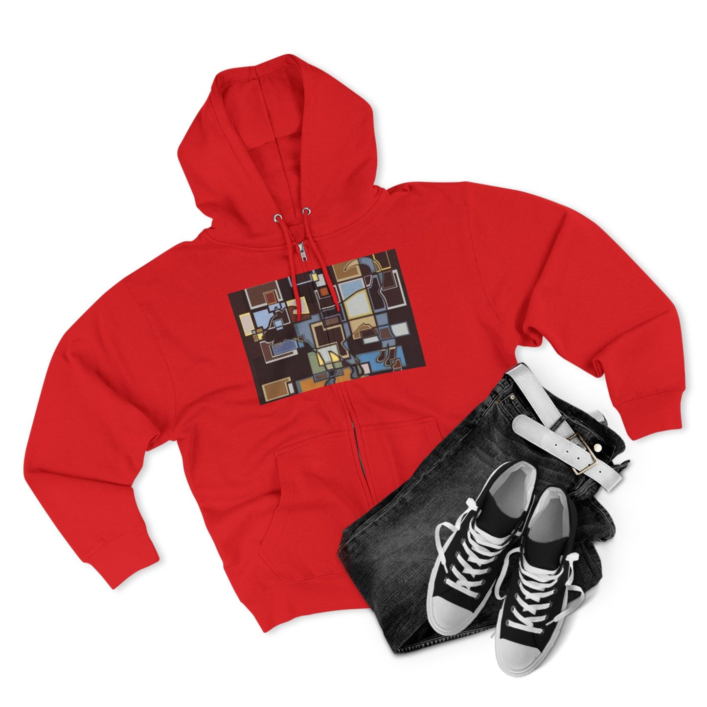 Artistic Unisex Zip Hoodie - Colorful Abstract Design