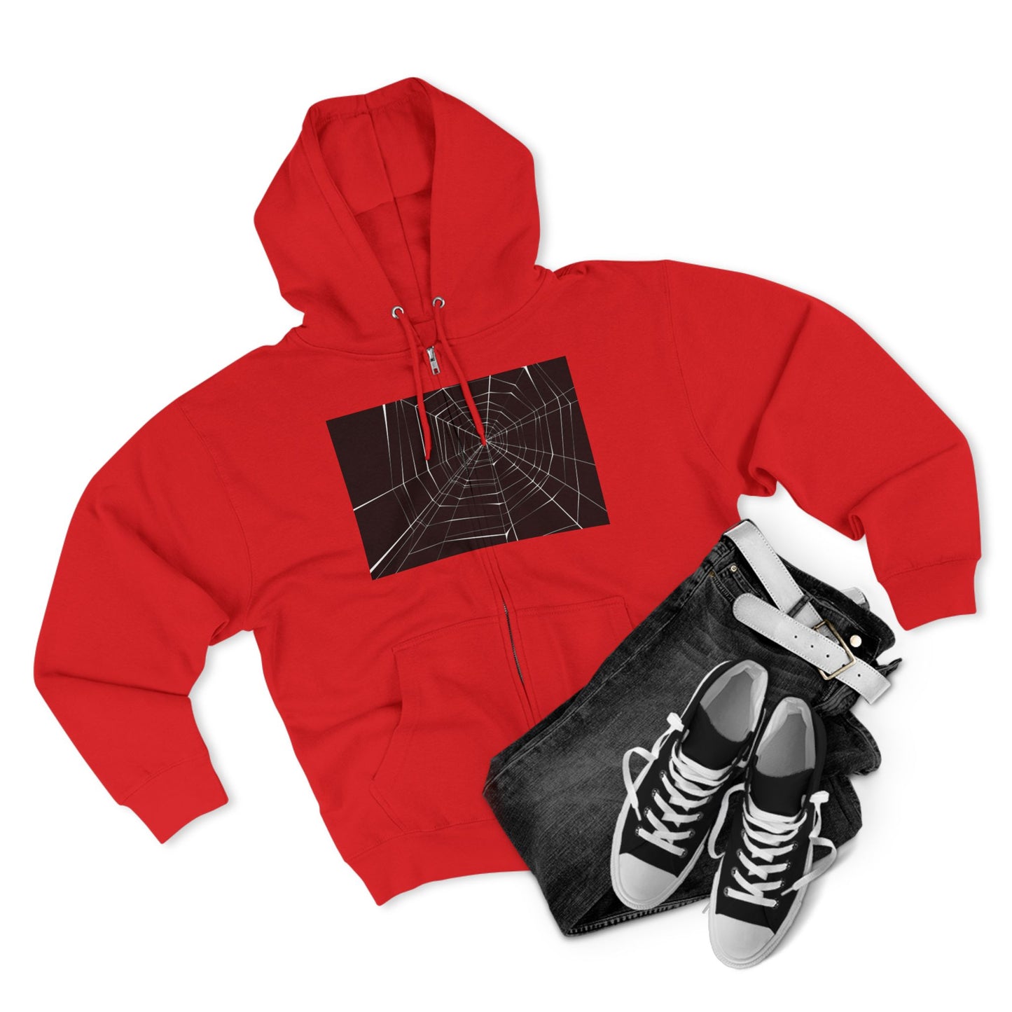 Sleek Spiderweb Unisex Zip Hoodie – Perfect for Halloween or Casual Wear