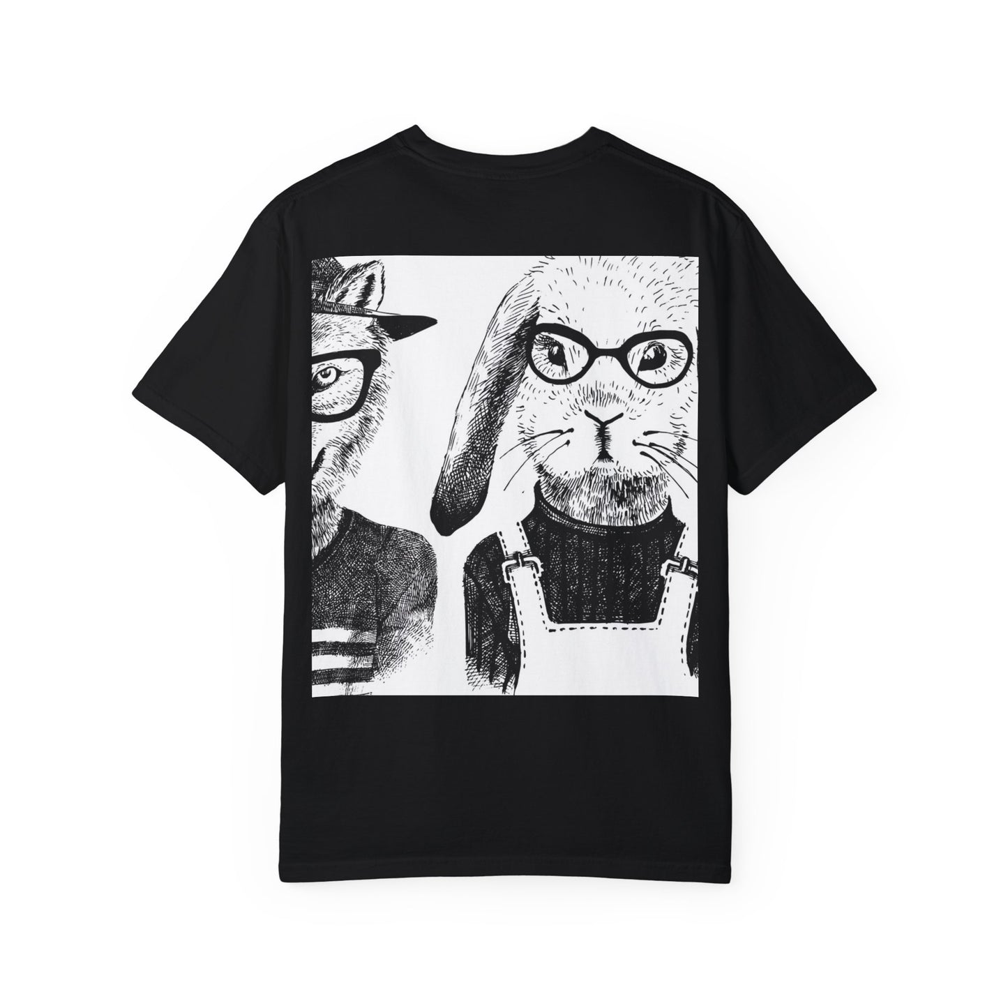 Whimsical Animal Friends T-Shirt - Stylish Panda & Wolf Design