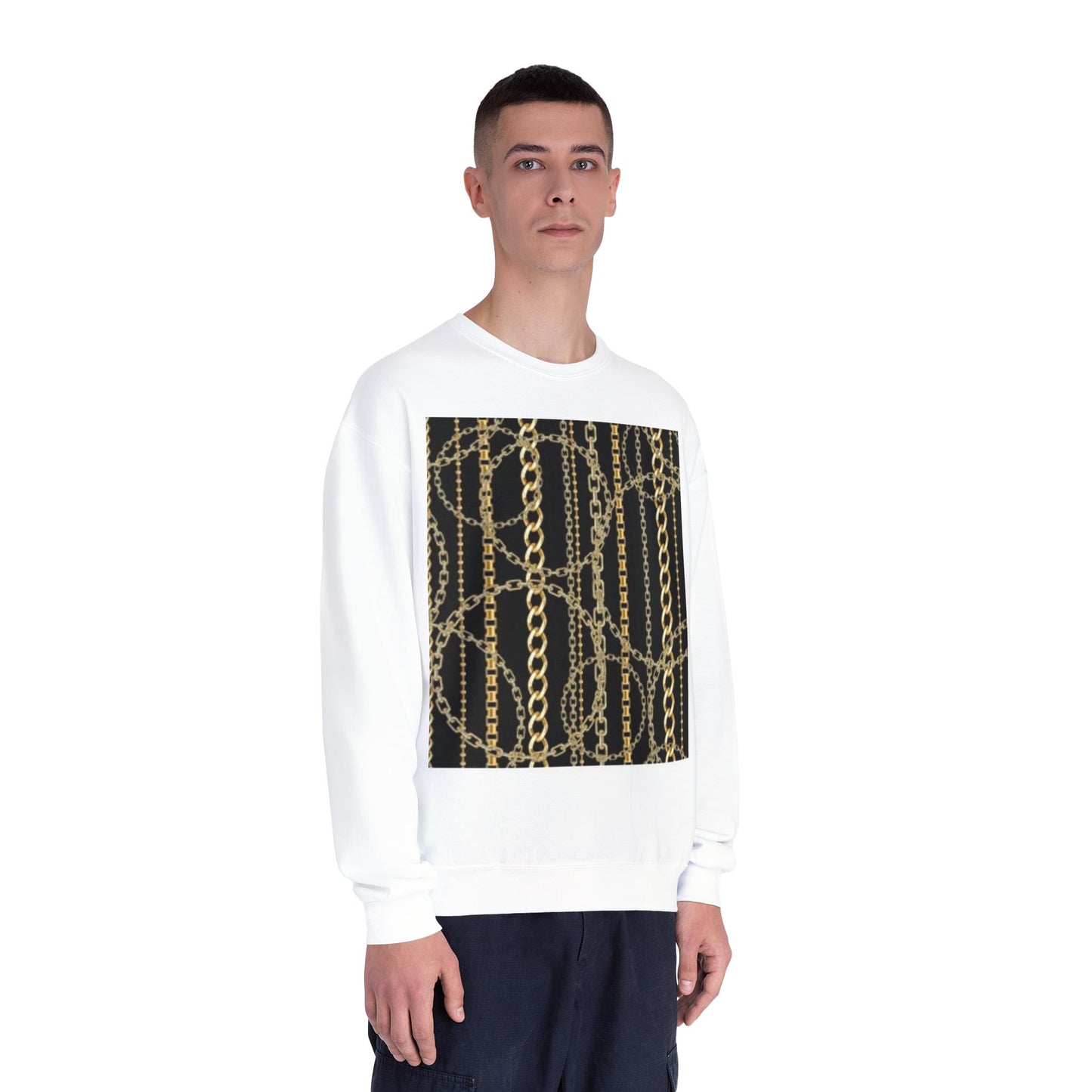 Chic Chain Pattern Unisex Crewneck Sweatshirt - Fashionable & Comfortable