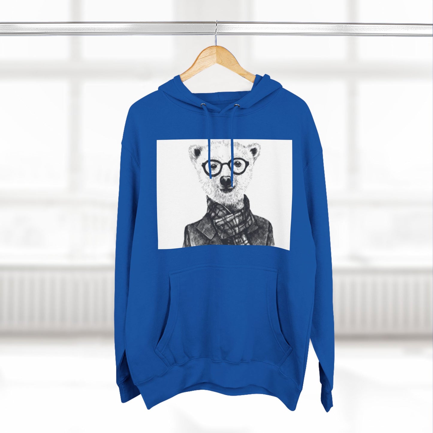 Cute Polar Bear Hoodie - Cozy Fleece with Glasses Design