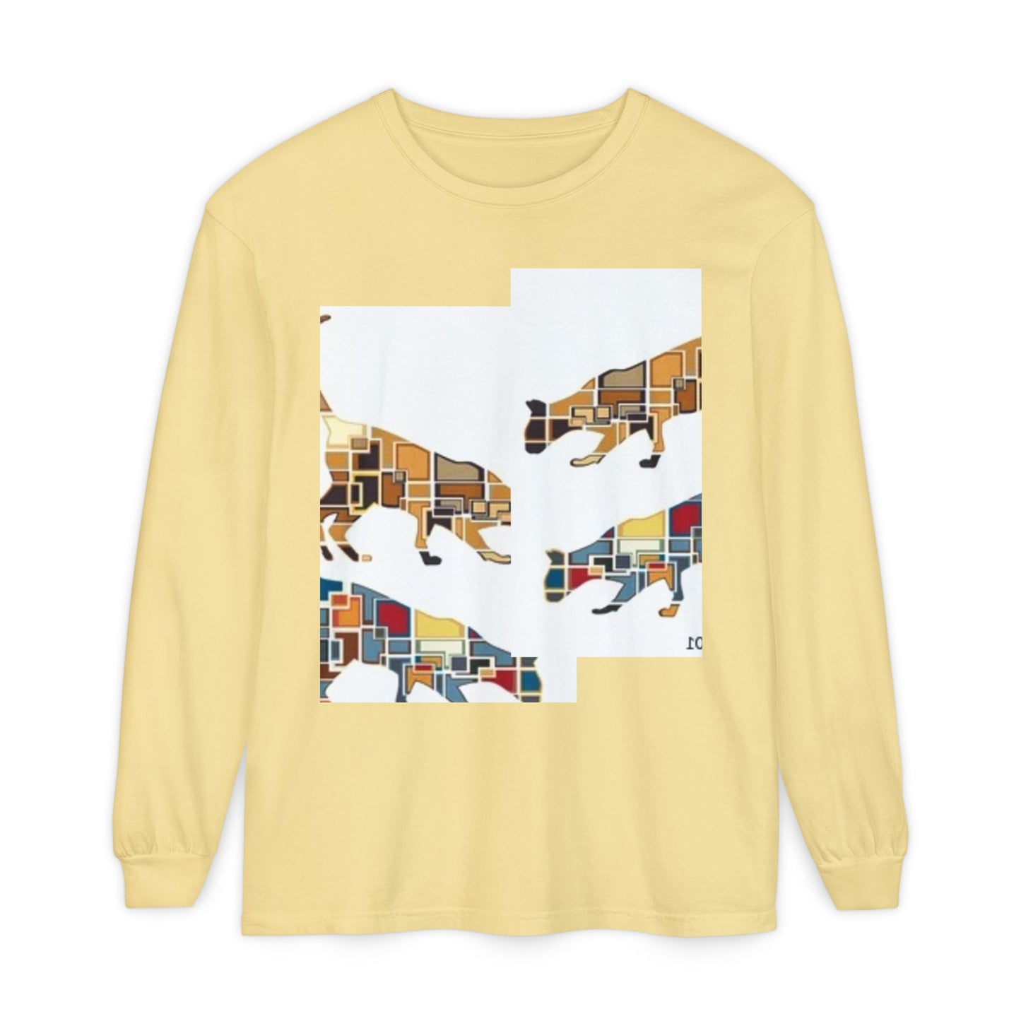 Artful Cat Silhouette Long Sleeve T-Shirt - Perfect for Animal Lovers