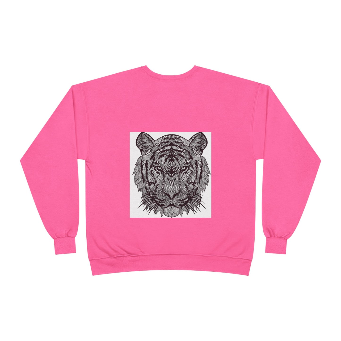 Unisex EcoSmart Tiger Graphic Crewneck Sweatshirt - Bold Black & White Design