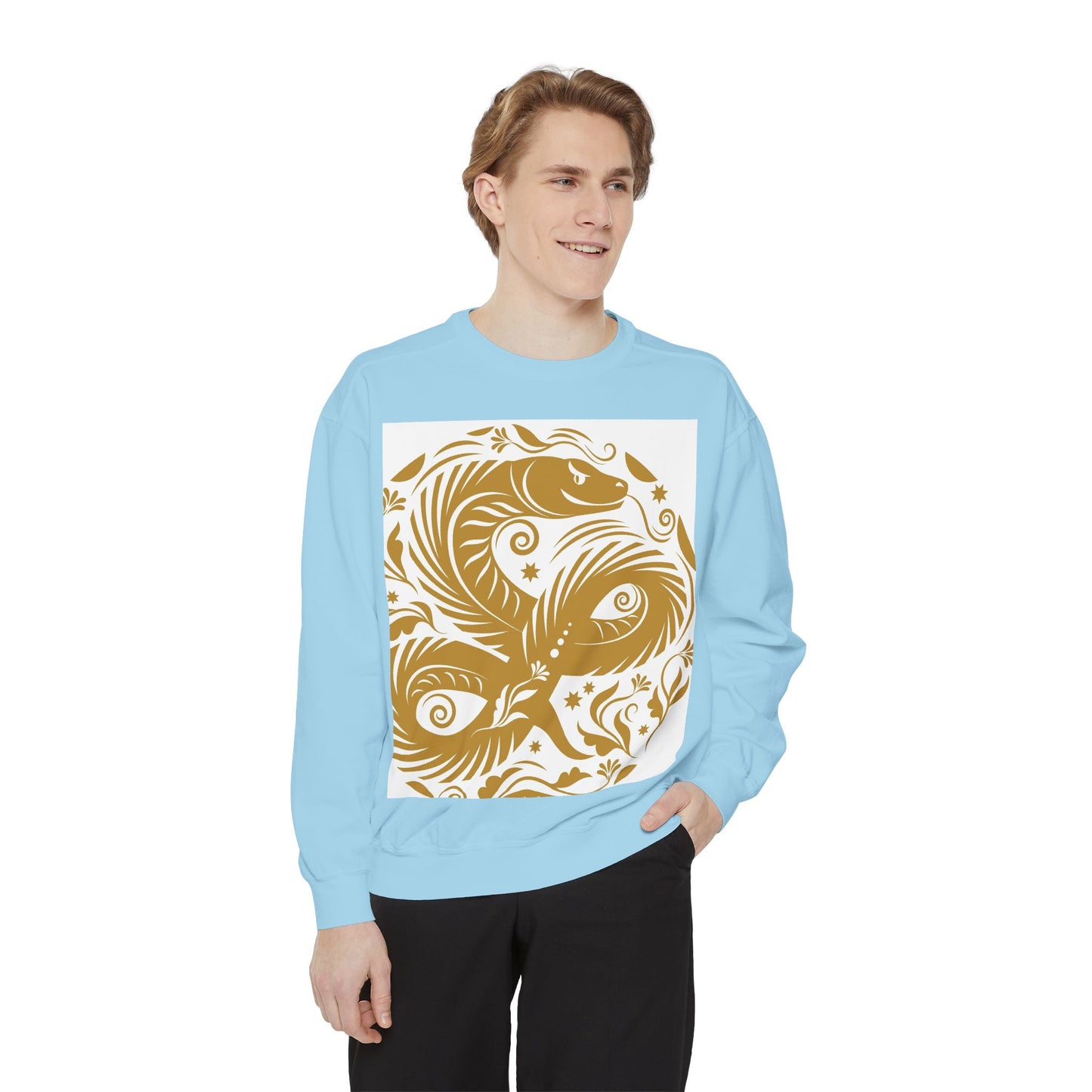 Cultural Vibe Unisex Garment-Dyed Sweatshirt - Tribal Mask & Animal Design