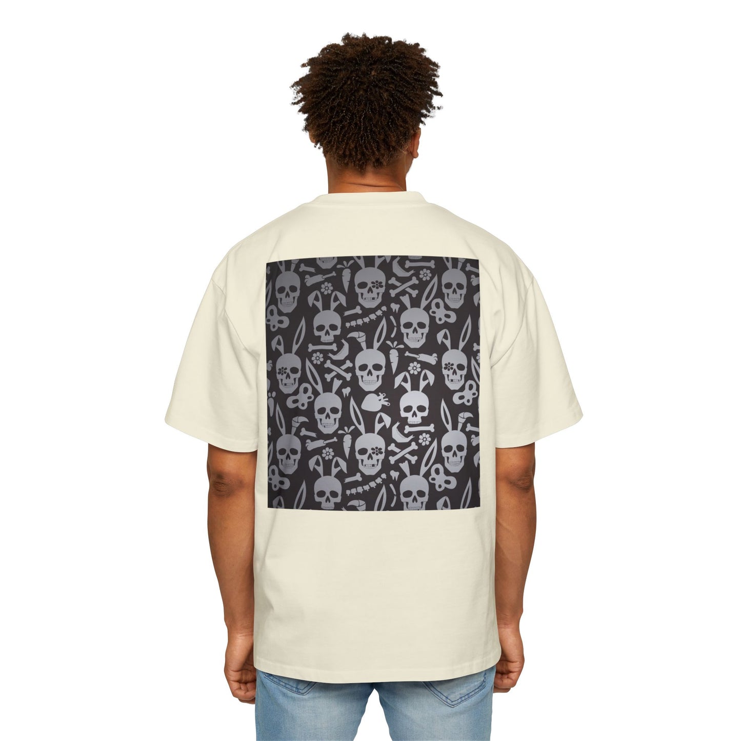 Men's Heavy Oversized Tee - Bold Eagle and Skull Print