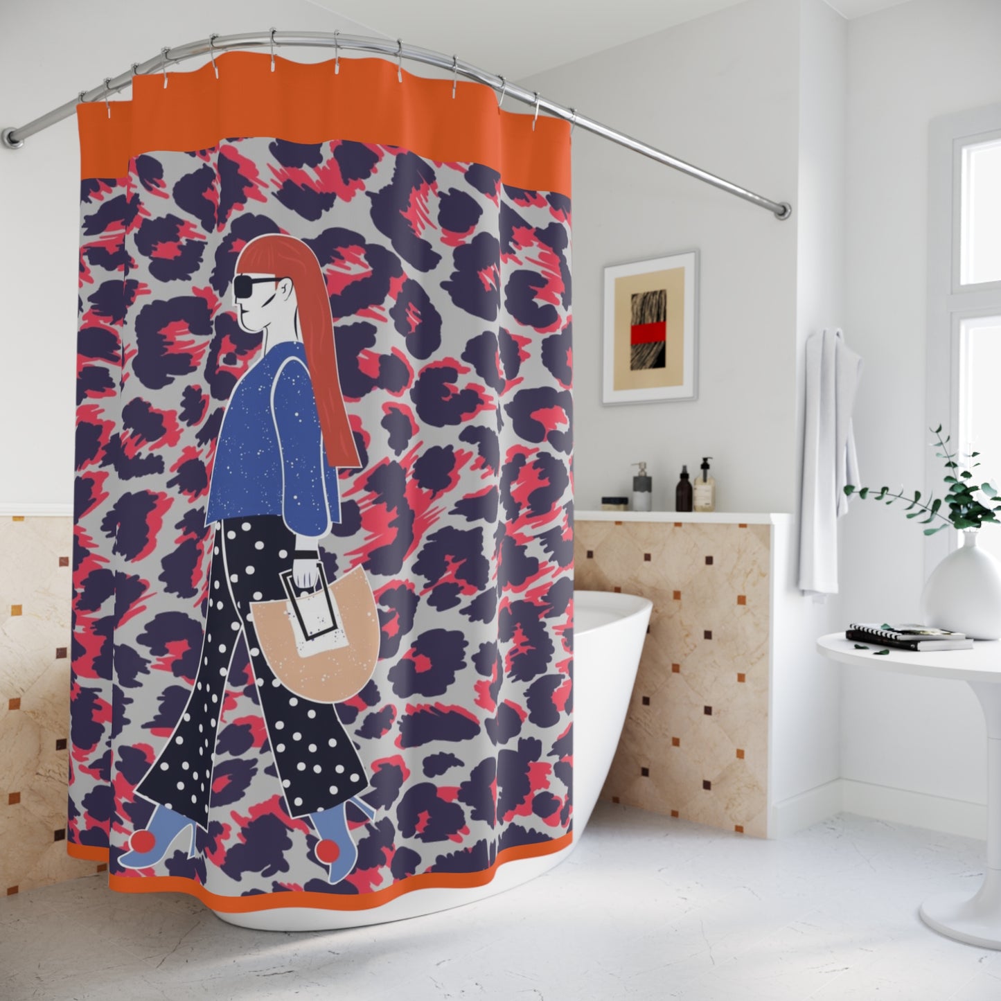 Chic Fashionista Shower Curtain - Trendy Leopard Print for Stylish Bathrooms