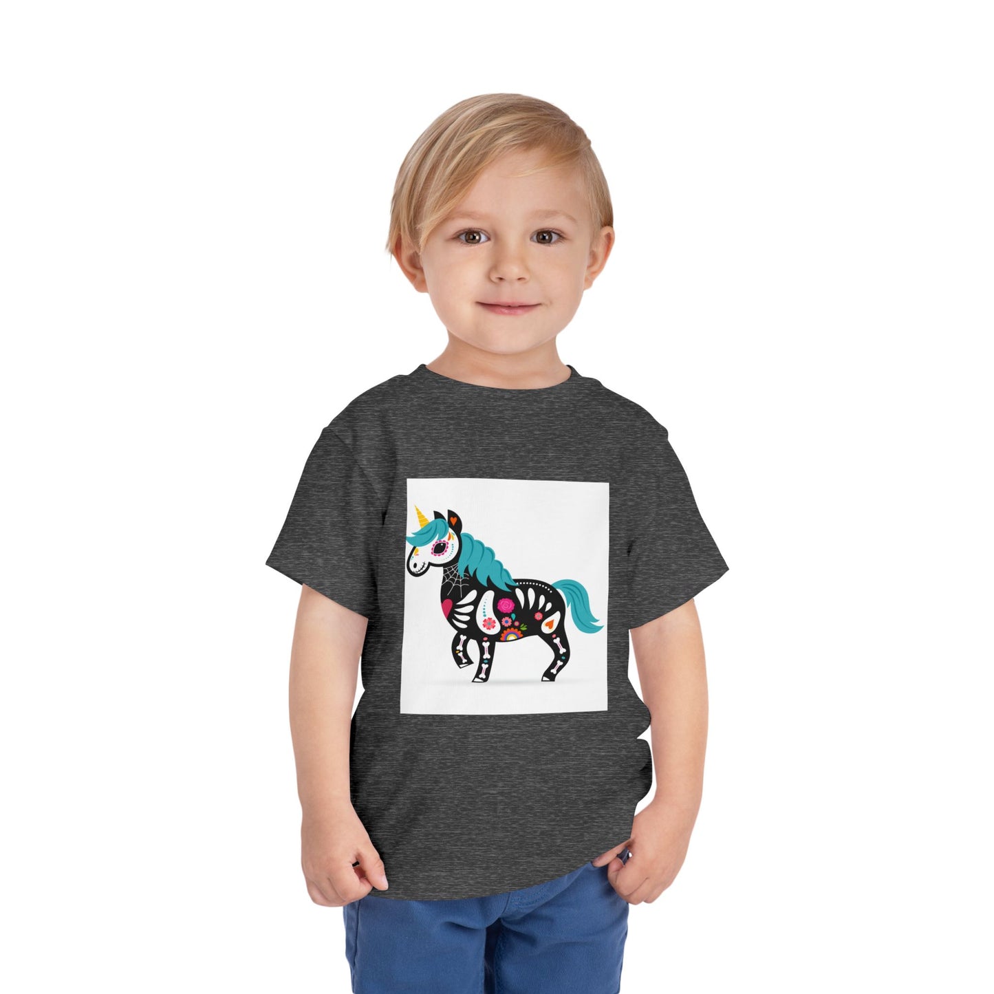 Toddler Skeleton Unicorn Tee - Cute Halloween Short Sleeve Shirt
