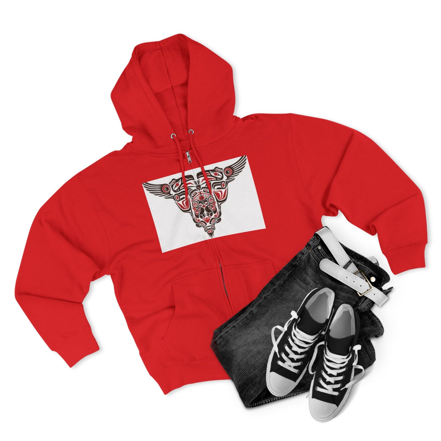 Artistic Tribal Unisex Zip Hoodie - Unique Modern Design