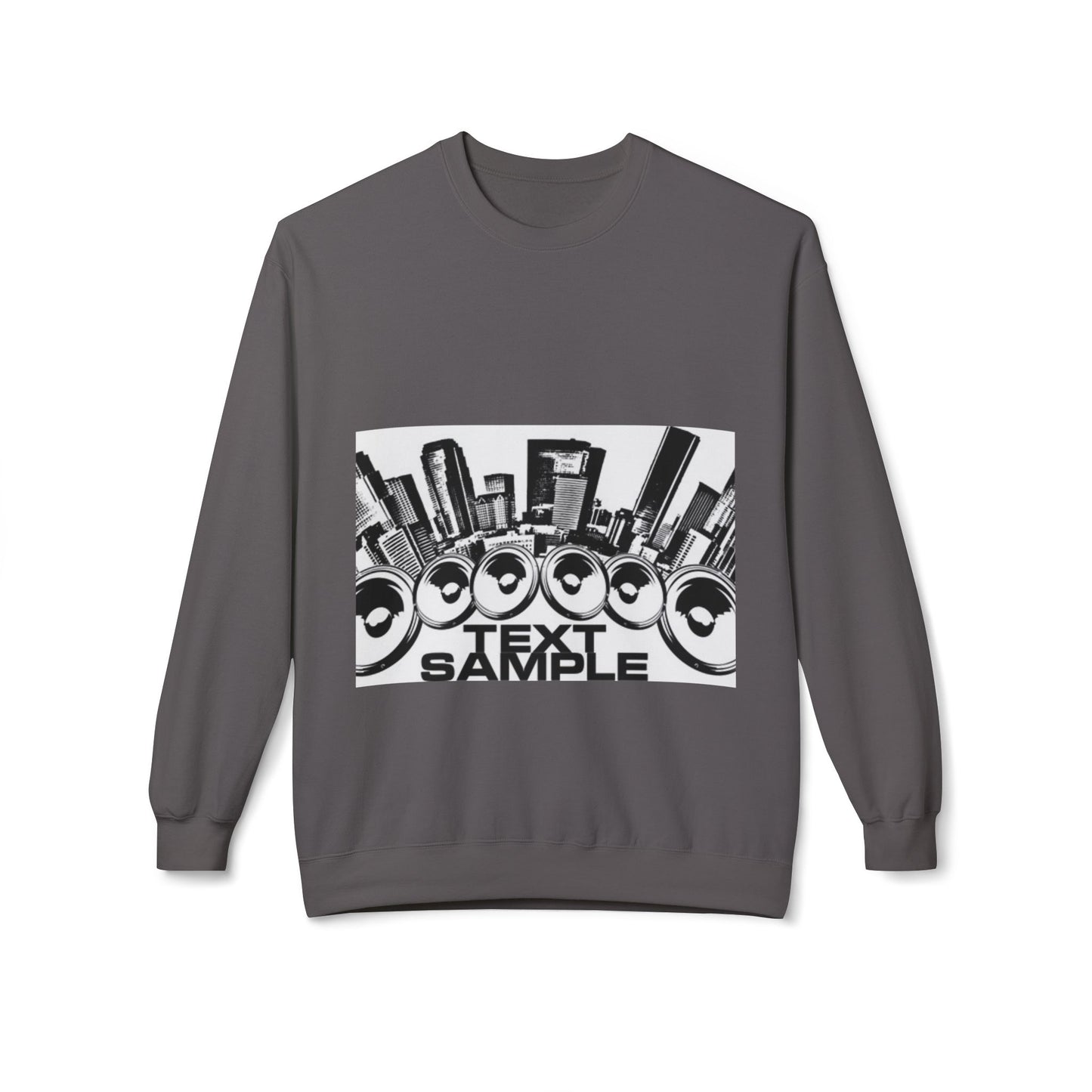 Urban Vibe Sound Wave Crewneck Sweatshirt - Unisex Fleece with Cityscape Design