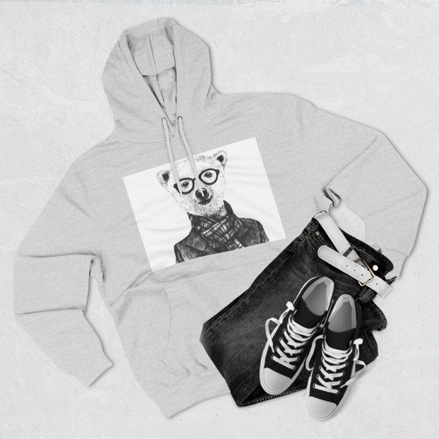 Cute Polar Bear Hoodie - Cozy Fleece with Glasses Design