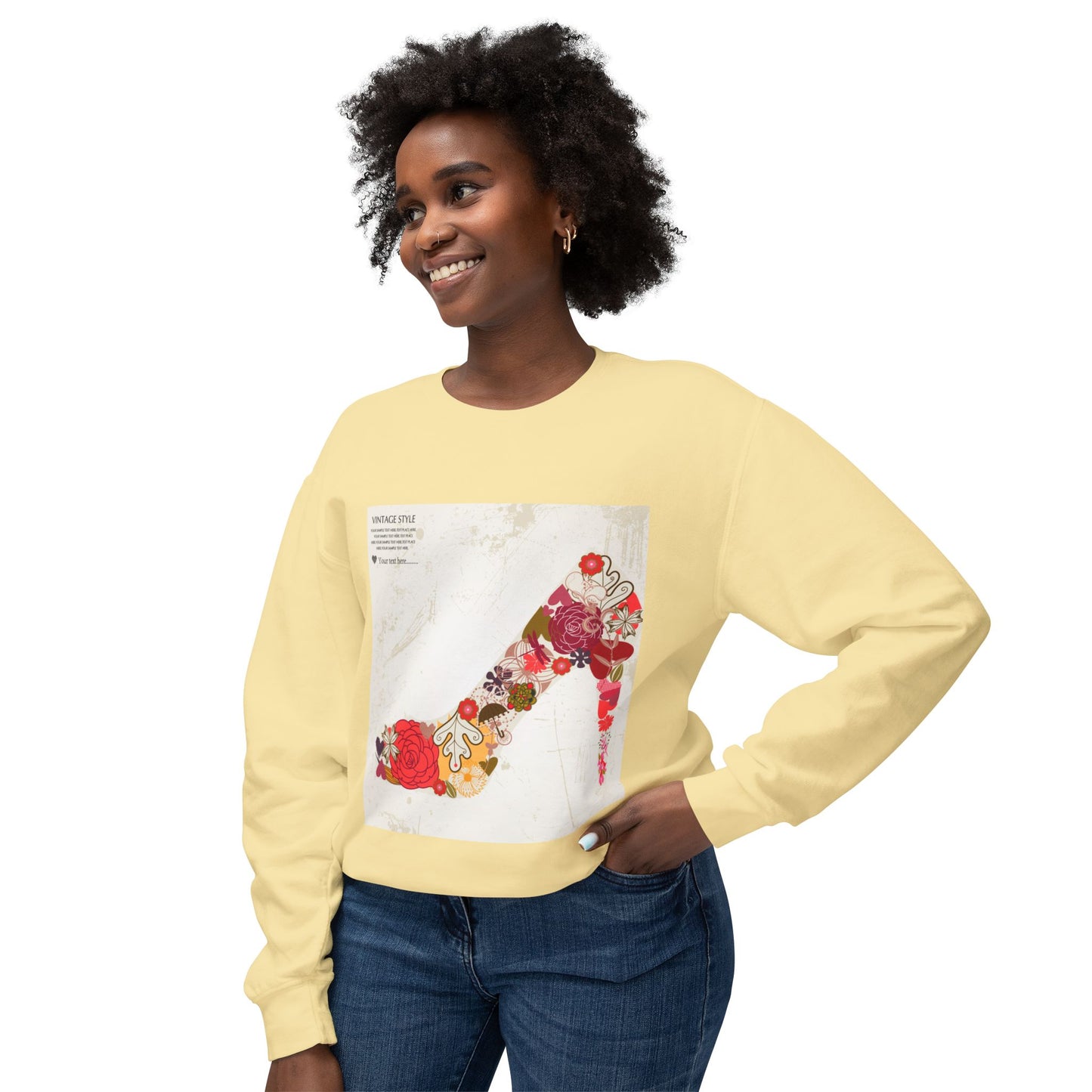 Vintage Floral High Heel Unisex Crewneck Sweatshirt | Stylish & Comfortable