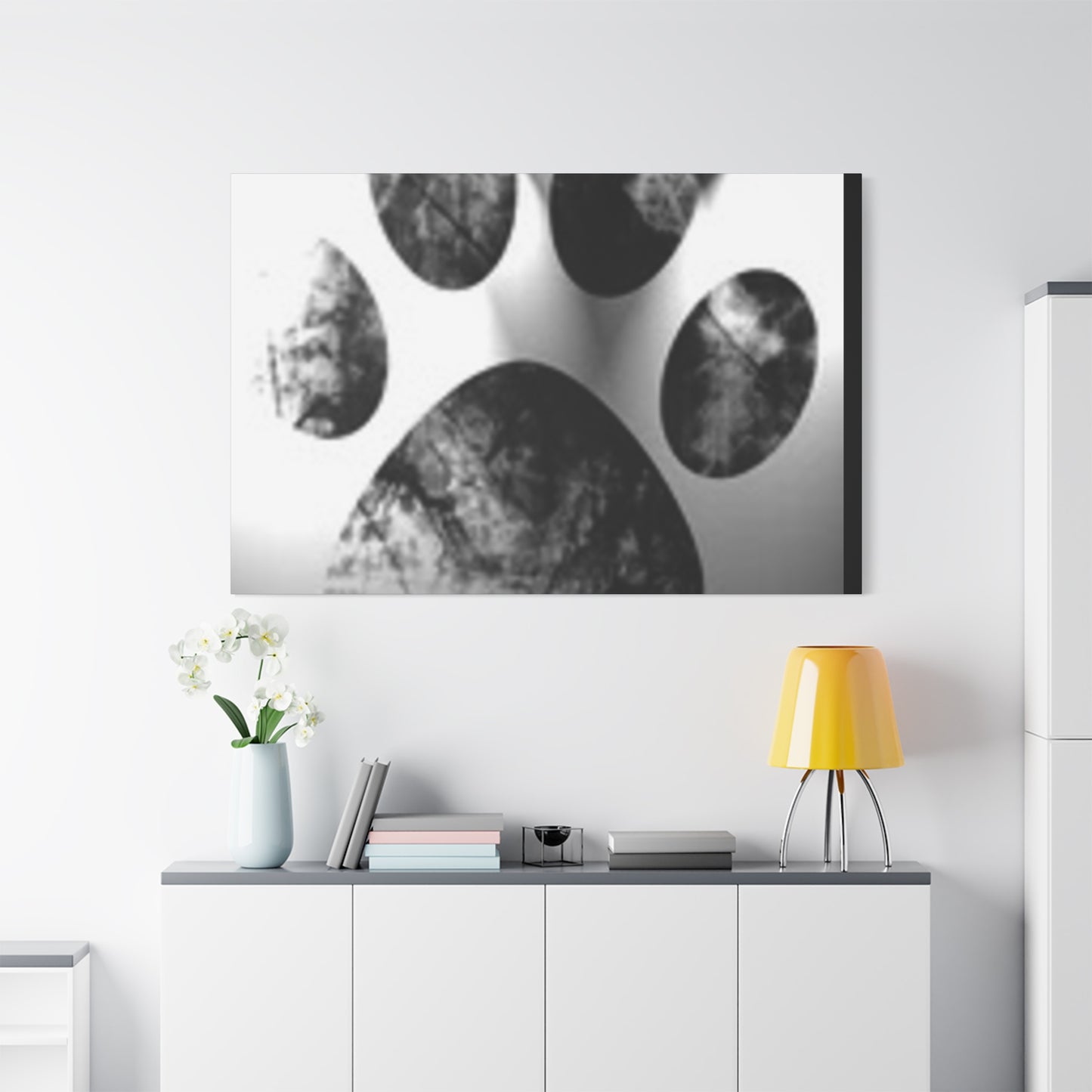 Black Paw Print Canvas Art - Modern Animal Decor for Pet Lovers