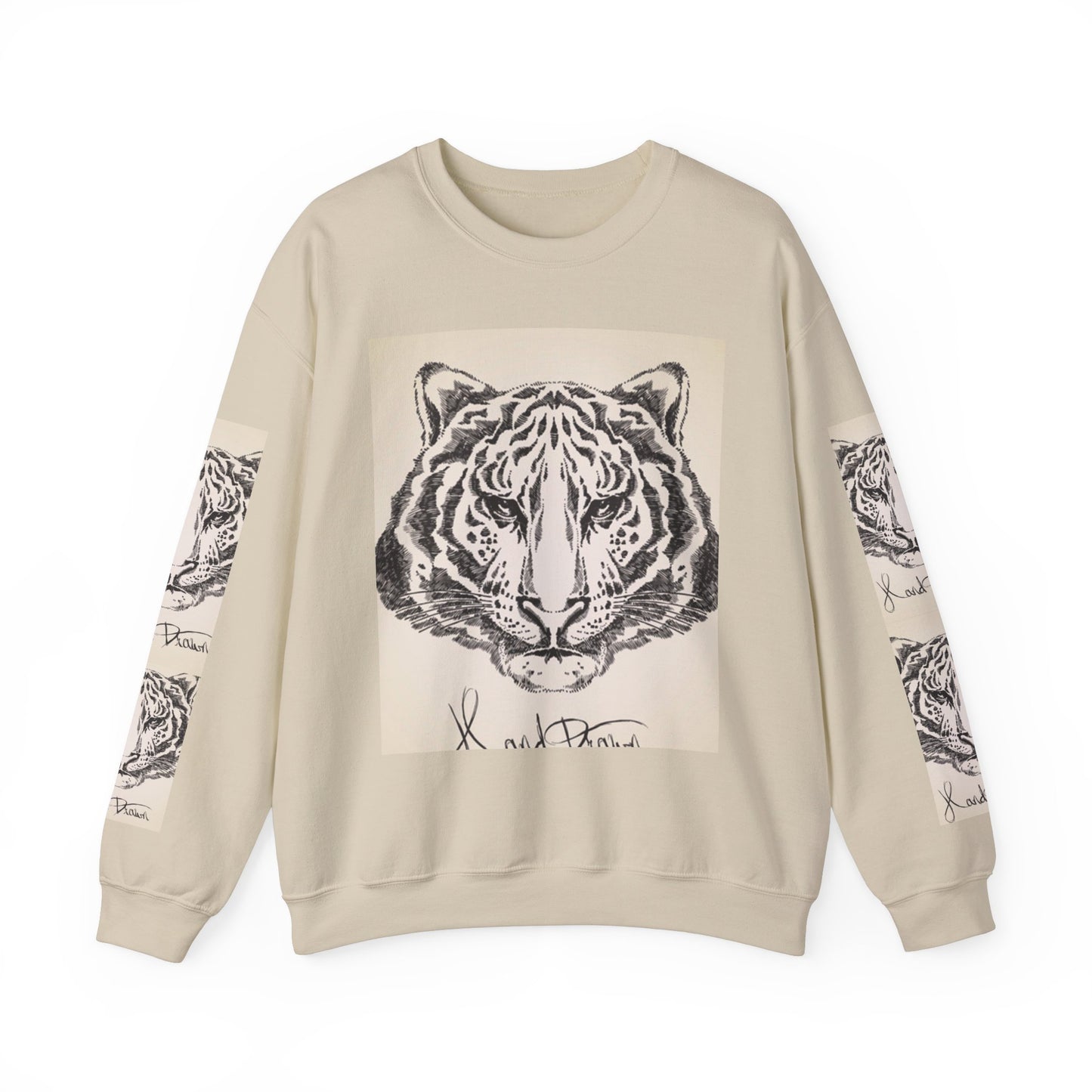 Artistic Tiger Print Crewneck Sweatshirt – Unisex Heavy Blend