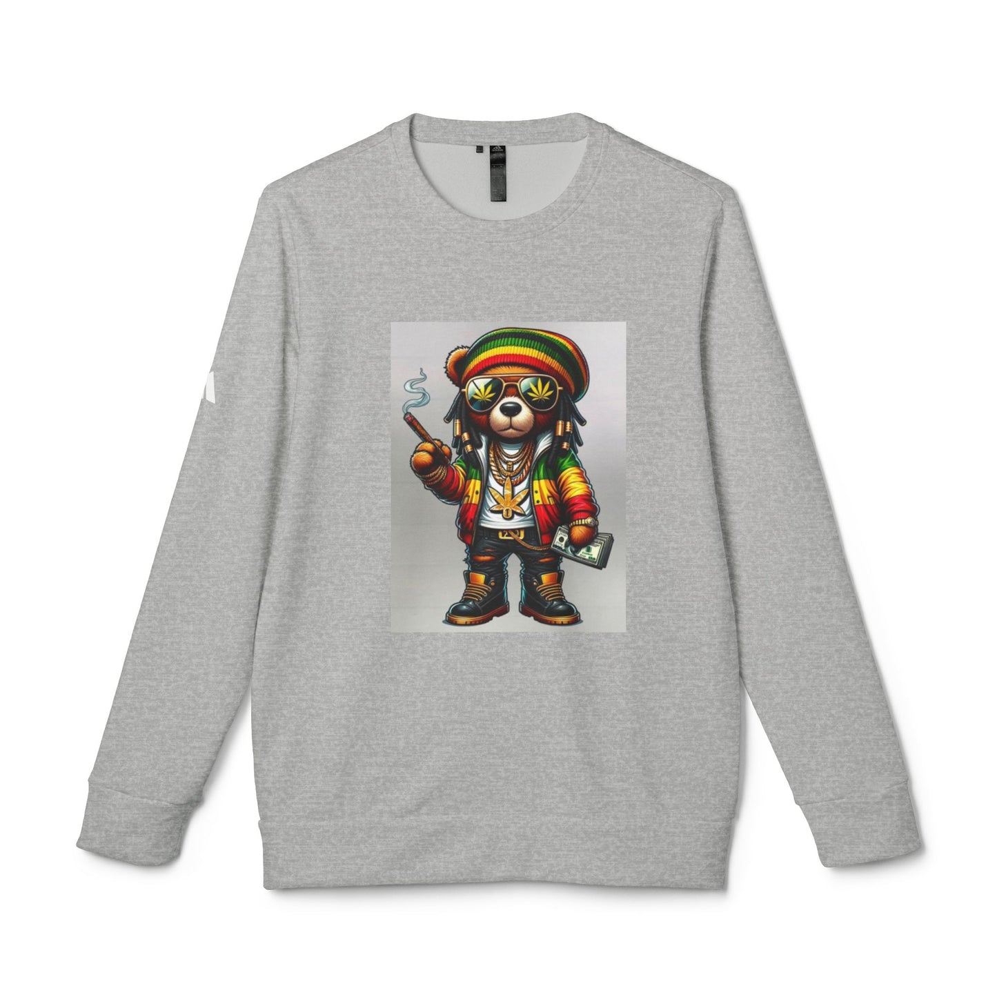 Rasta Bear Fleece Crewneck Sweatshirt - Unisex Chill Vibe