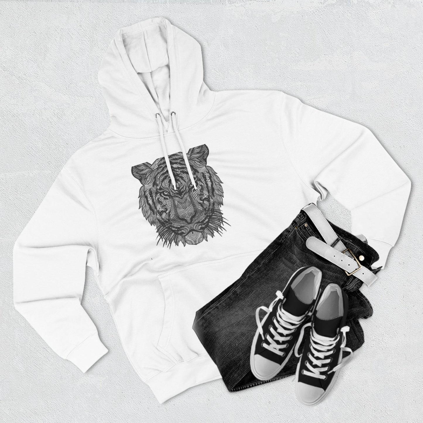 Majestic Tiger Hoodie - Cozy Three-Panel Fleece for Wildlife Lovers