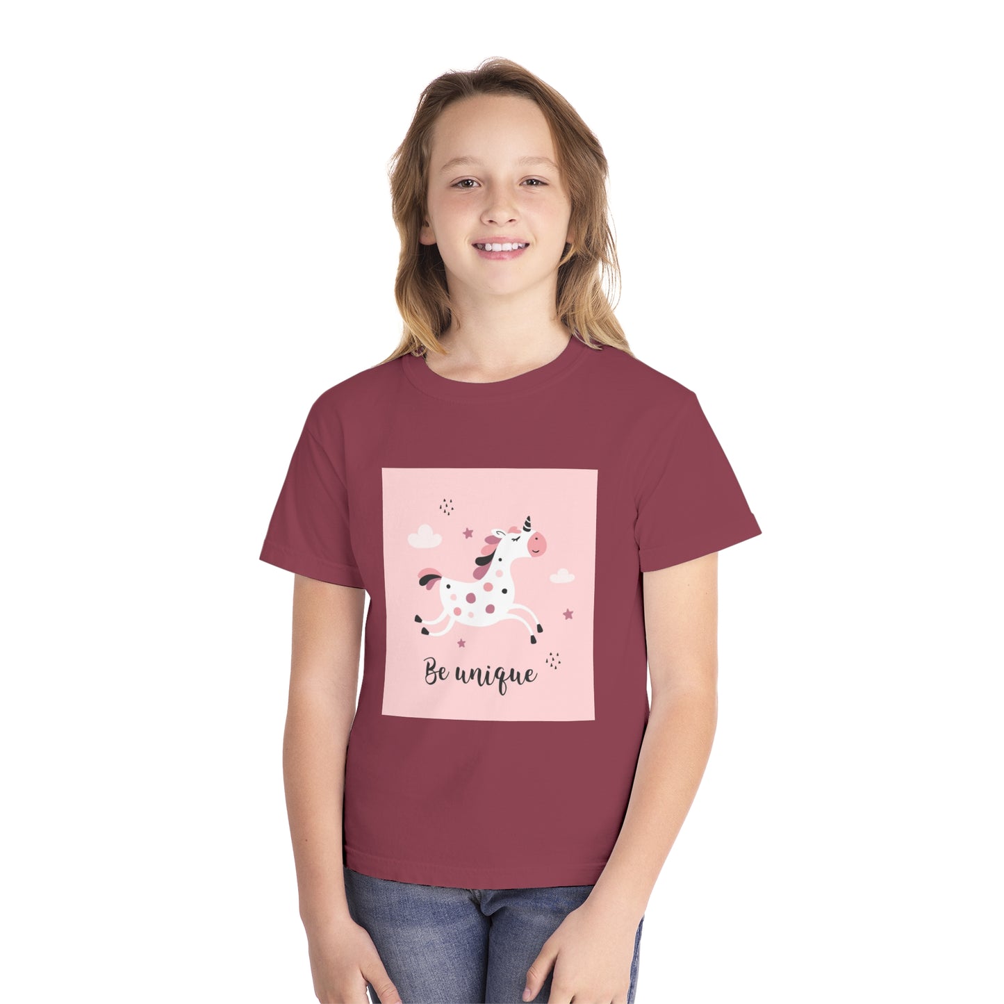 Girls' Unicorn T-Shirt - 'Be Unique' Midweight Tee