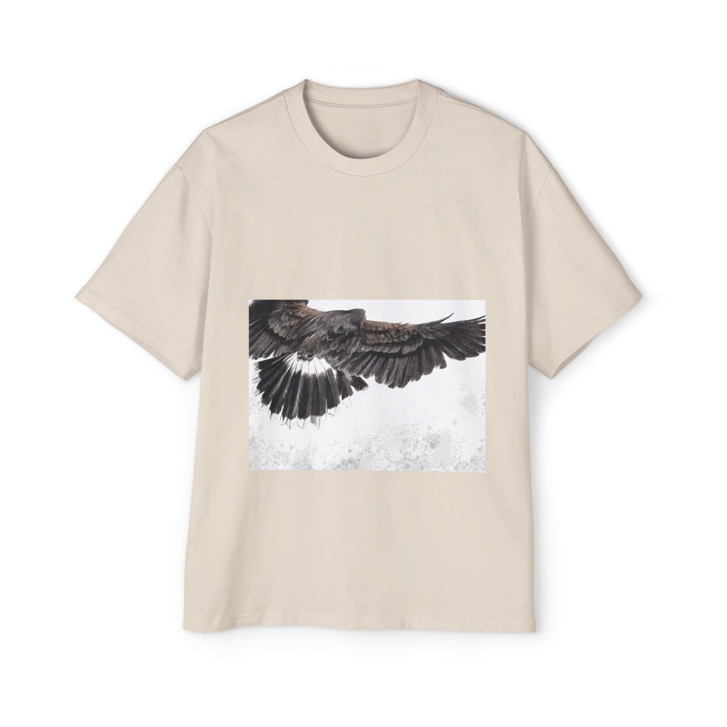Men's Heavy Oversized Tee - Bold Eagle and Skull Print