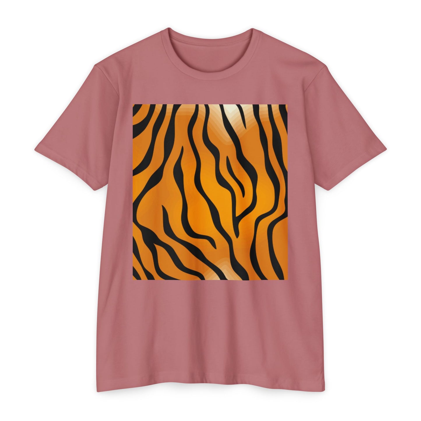 Unisex Tiger Stripe CVC Jersey T-Shirt - Bold Wild Pattern for Casual Wear