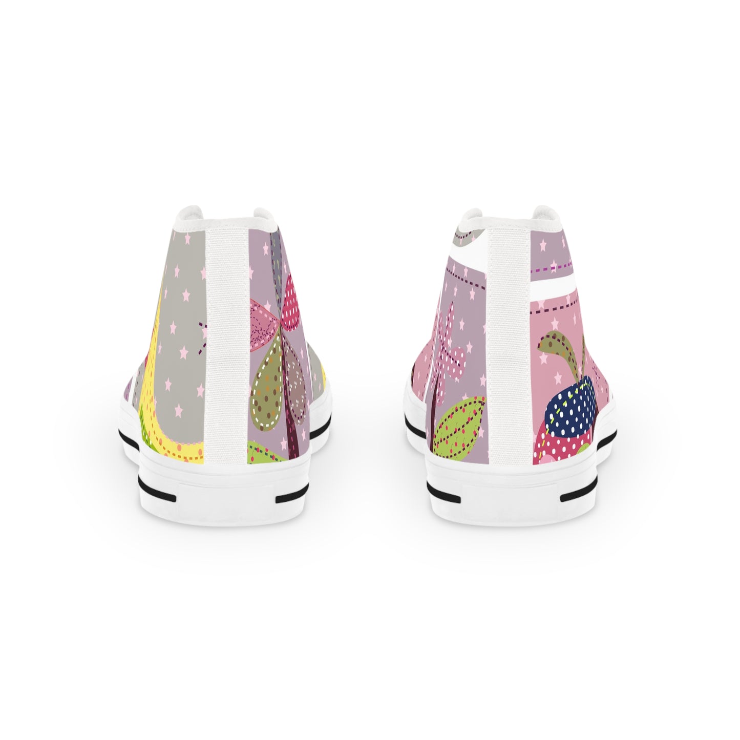 Men's High Top Sneakers - Vibrant Pink Fish Design