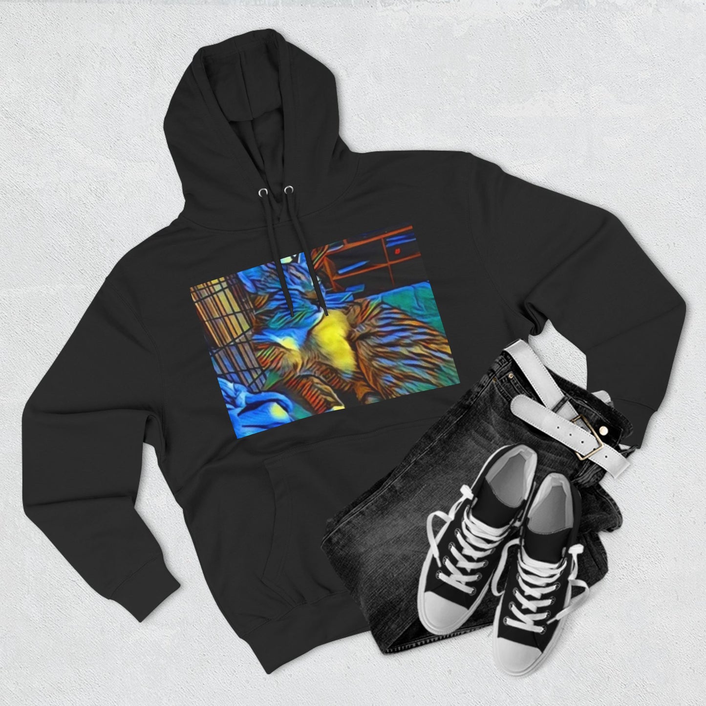 Colorful Cat Fleece Hoodie - Cozy & Stylish for Cat Lovers