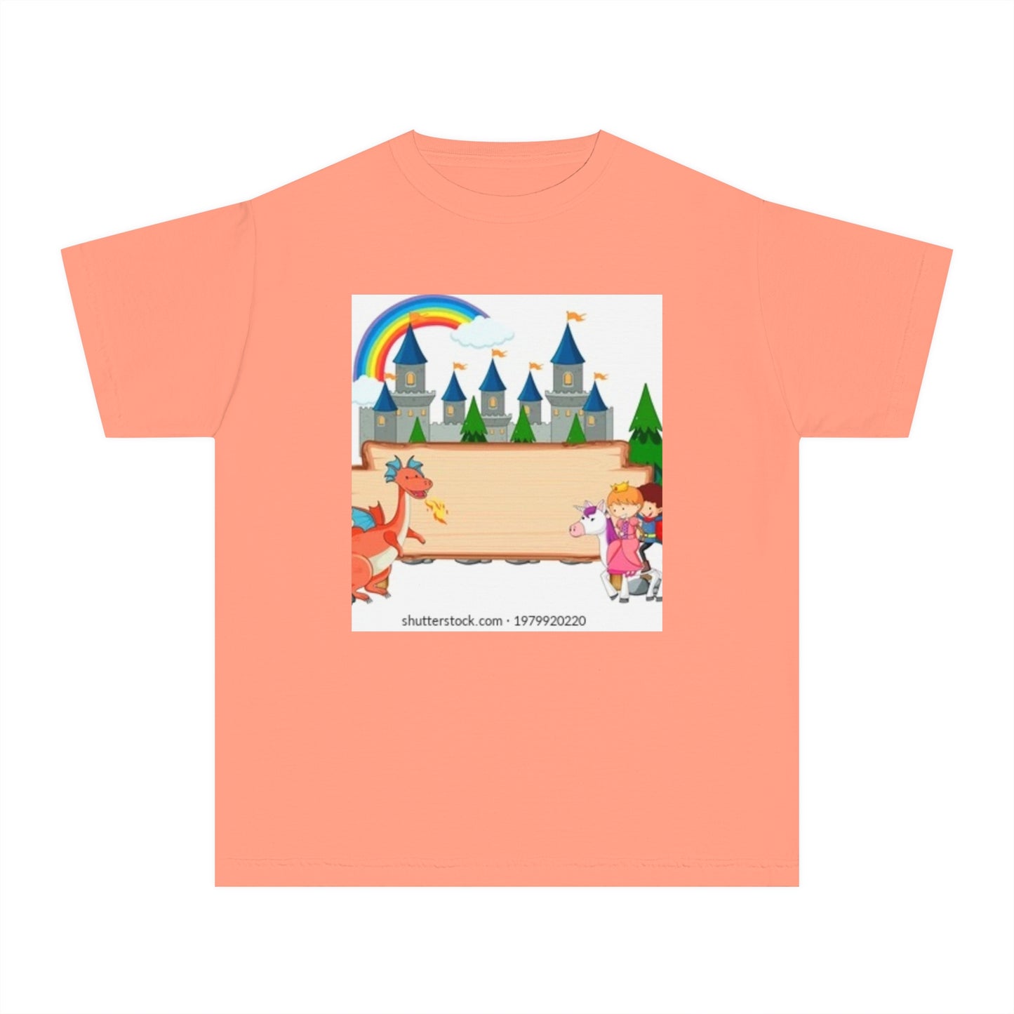 Youth Fantasy Castle Tee - Colorful Dragon & Rainbow Design