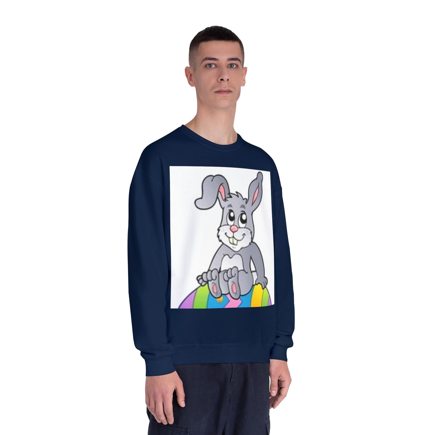 Cozy Rabbit Graphic Crewneck Sweatshirt - Perfect for Spring Celebrations