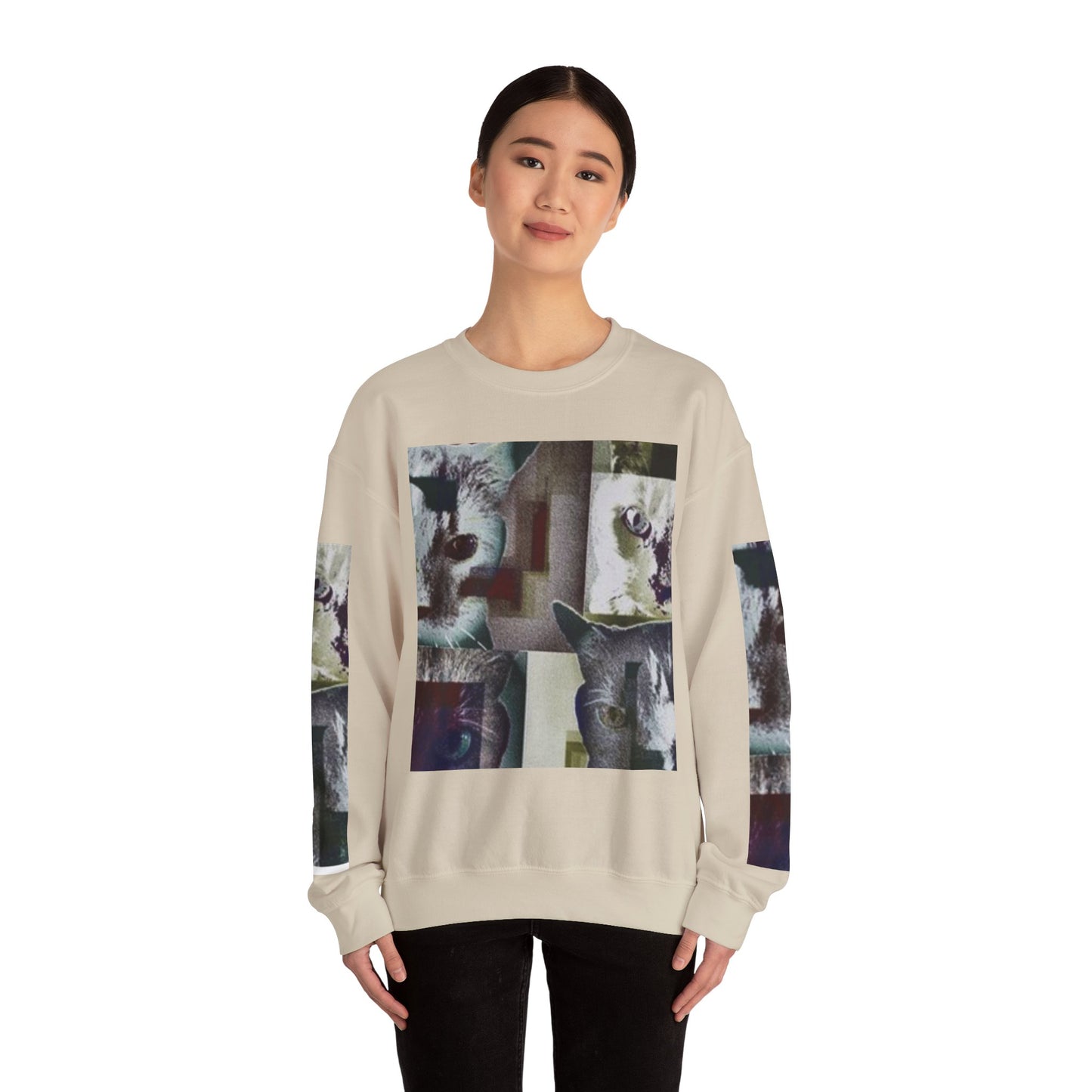 Cozy Cat Lover Crewneck Sweatshirt - Artistic Feline Design