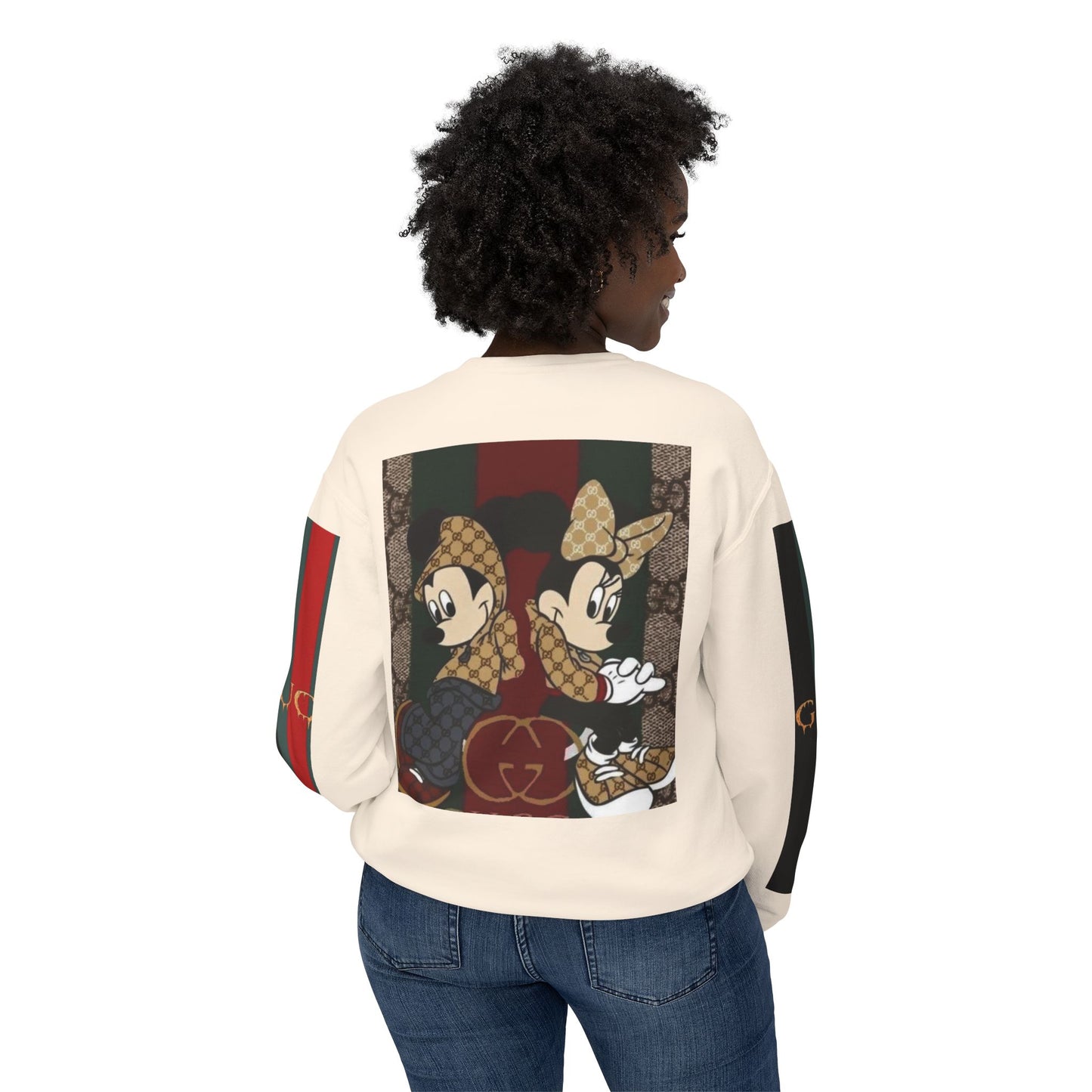 Gucci Inspired Unisex Crewneck Sweatshirt with Mickey & Minnie Design