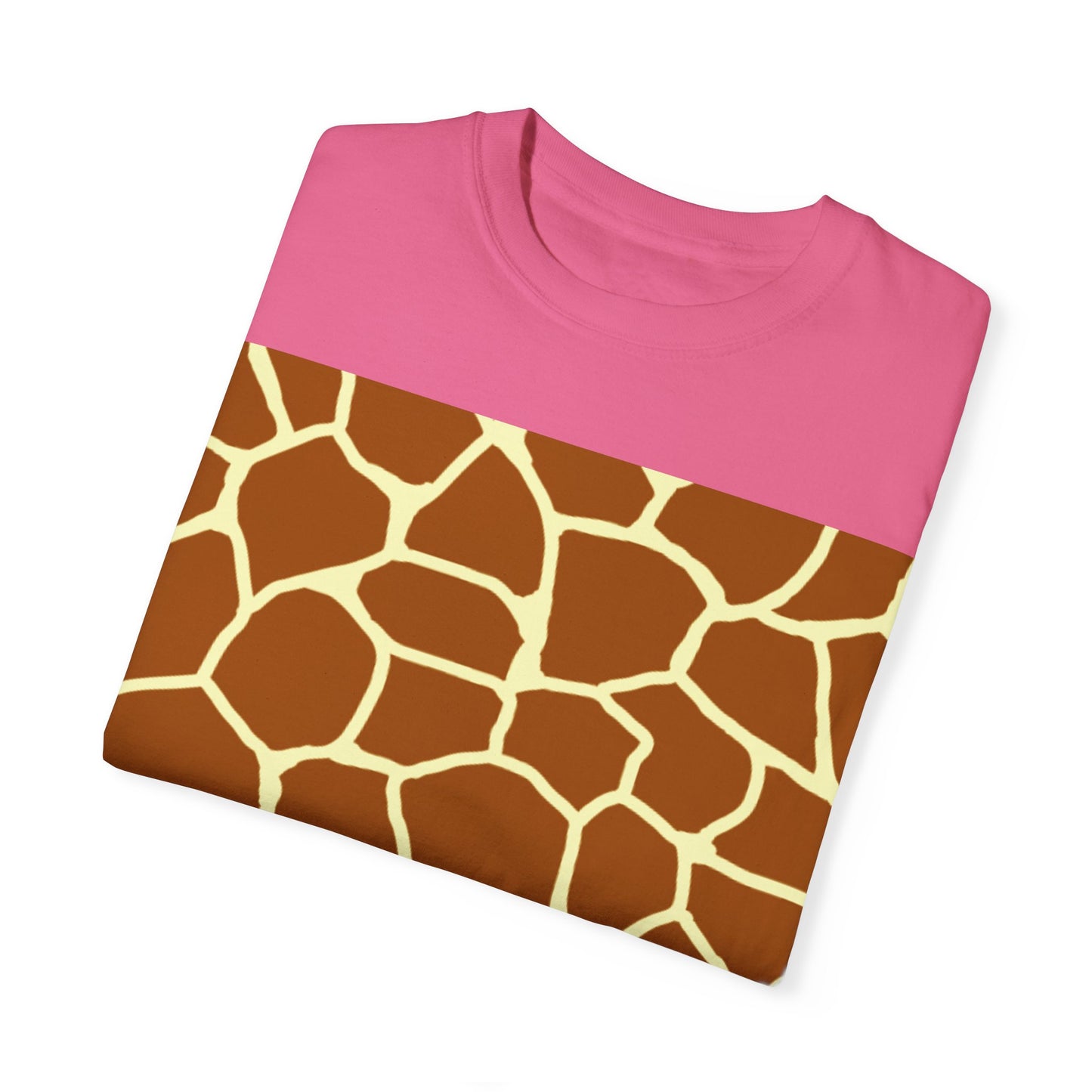 Unisex Giraffe Print Garment-Dyed T-Shirt - Animal Lover Tee